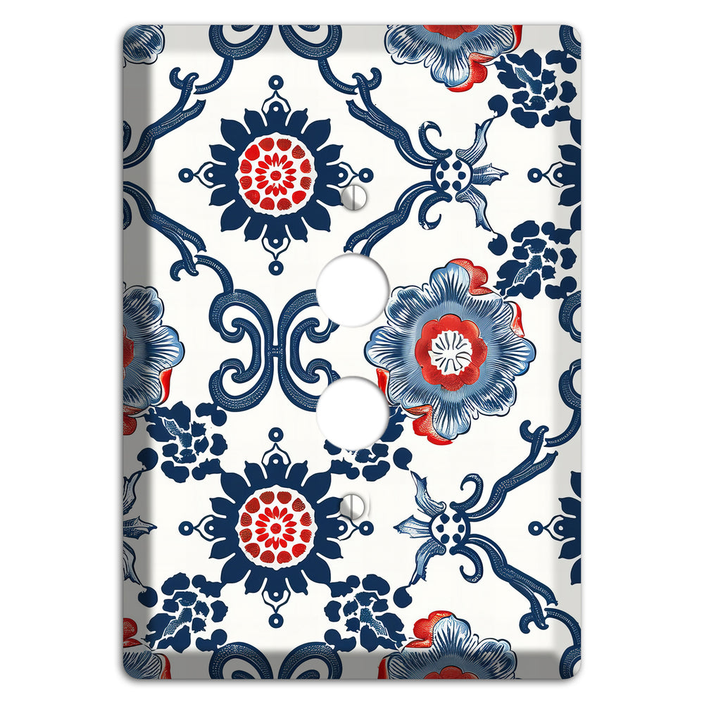Indigo Court Florals 1 Pushbutton Wallplate