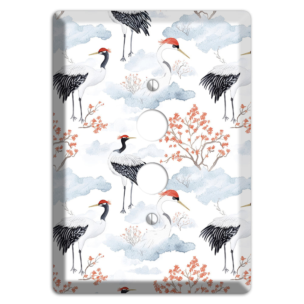 Crimson Crown Cranes 1 Pushbutton Wallplate