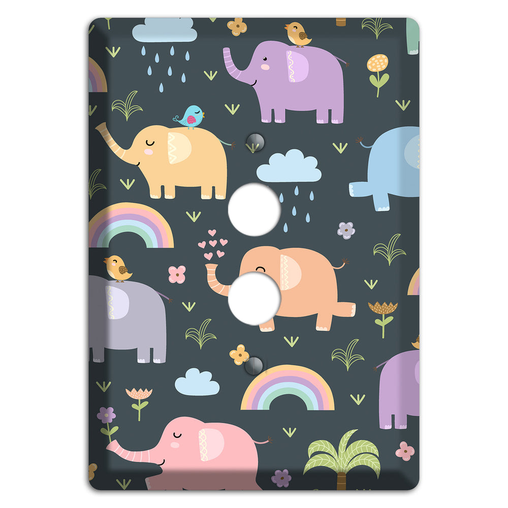 Elephant Parade (Charcoal) 1 Pushbutton Wallplate
