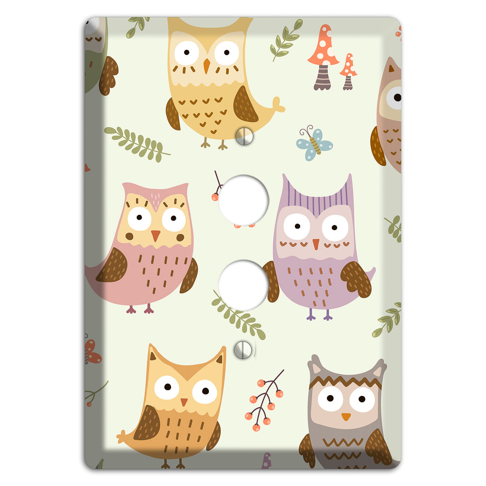 Sleepy Owls (Cream) 1 Pushbutton Wallplate