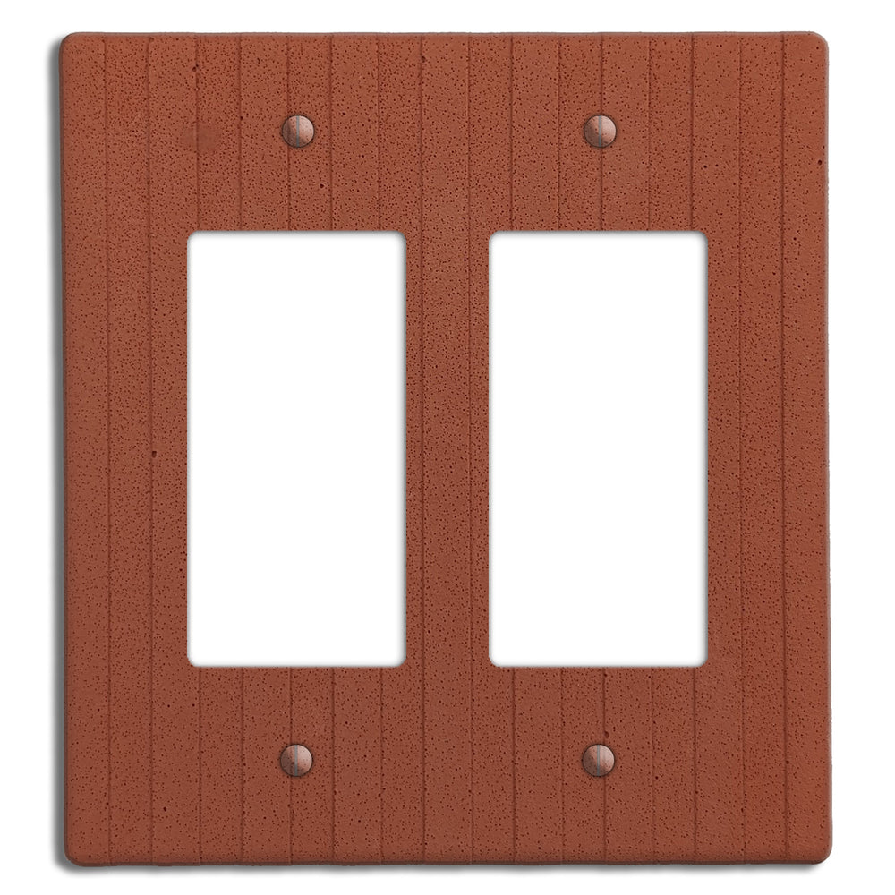 Terra Red Boho Stripes Double Rocker Cover Plate
