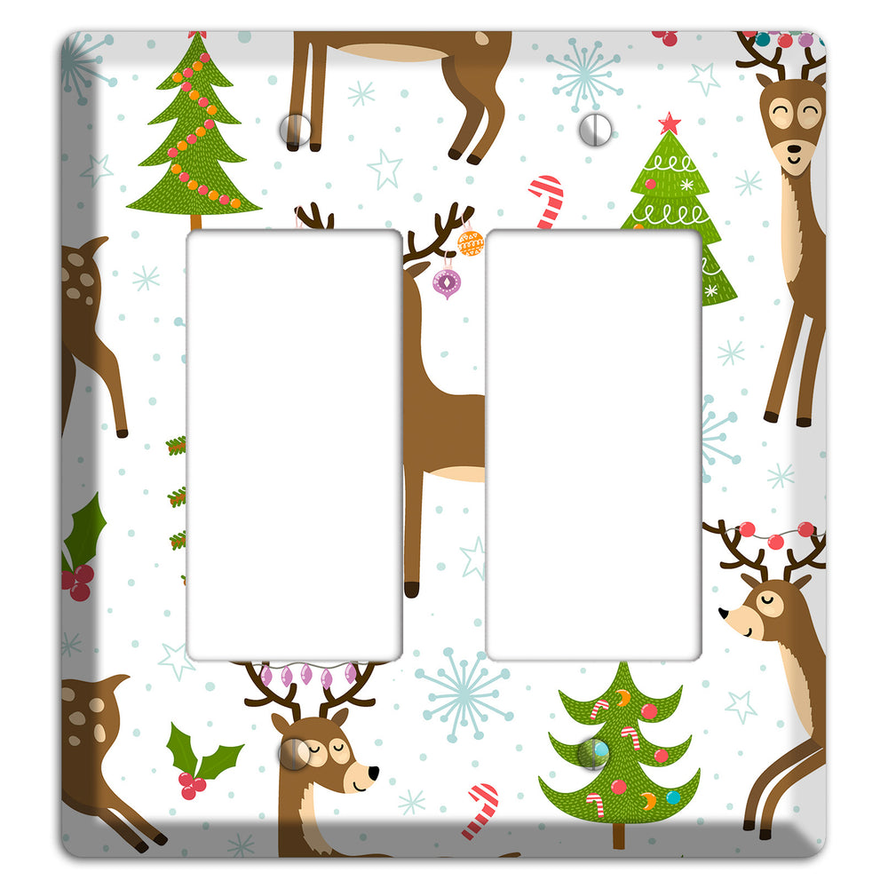 Reindeer Parade (White) 2 Rocker Wallplate