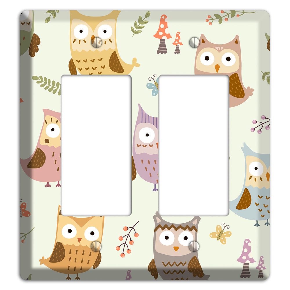 Sleepy Owls (Cream) 2 Rocker Wallplate