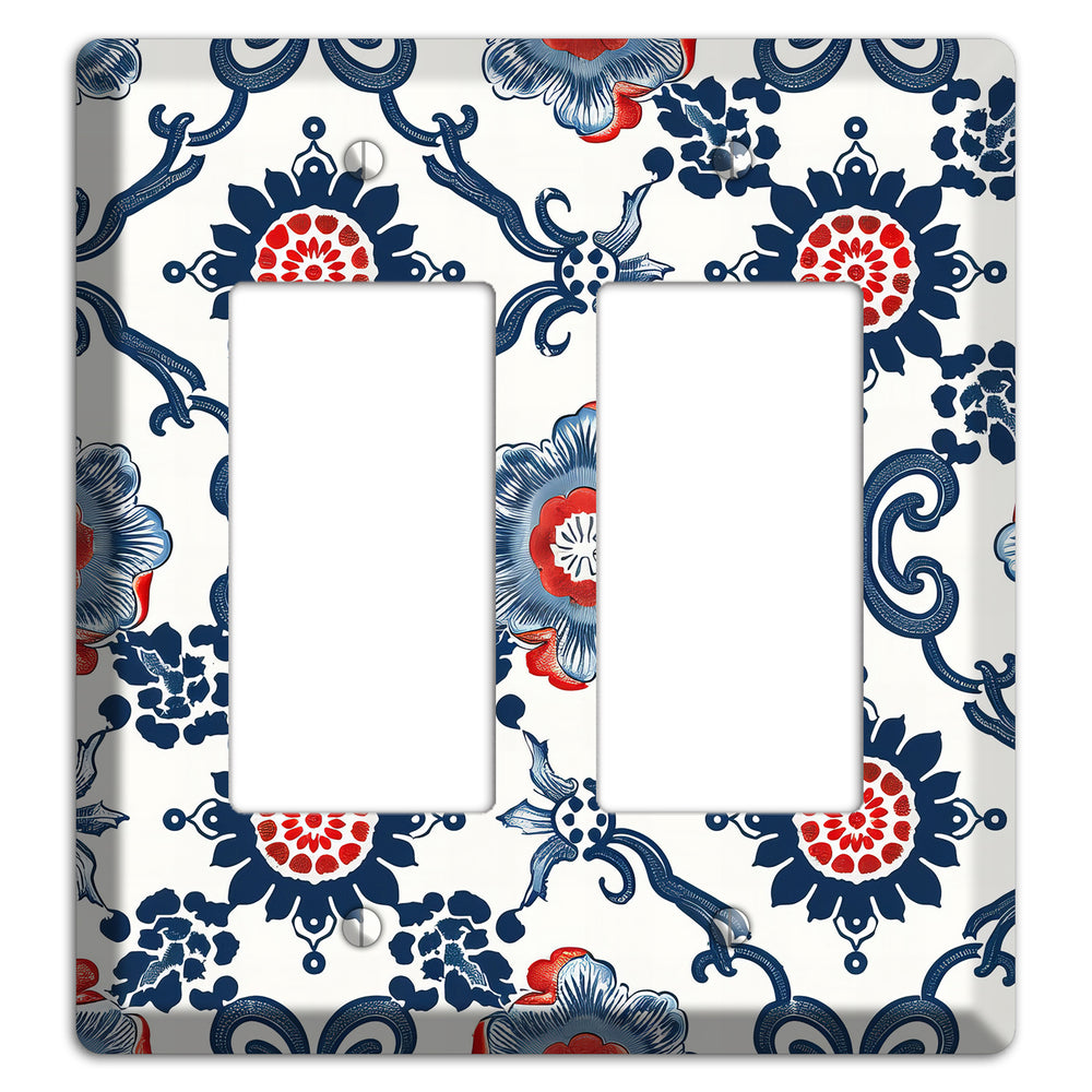 Indigo Court Florals 2 Rocker Wallplate