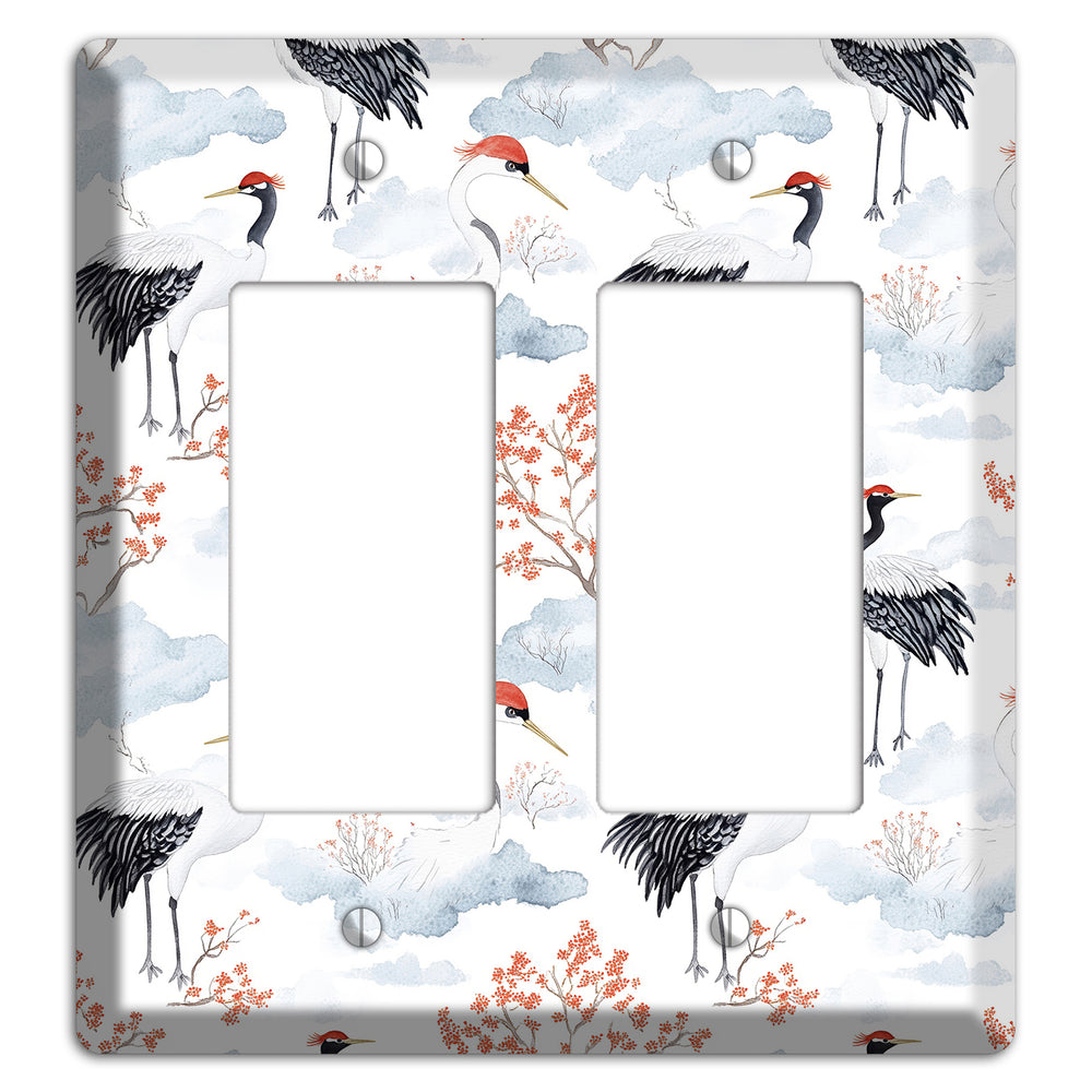 Crimson Crown Cranes 2 Rocker Wallplate