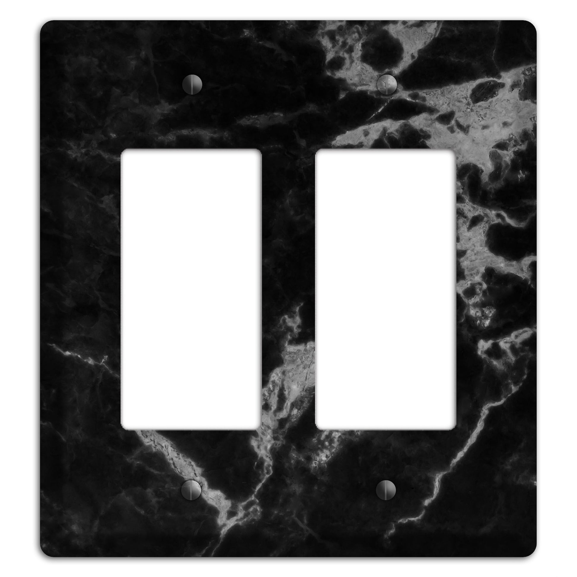 Black and Silver Marble 2 Rocker Wallplate
