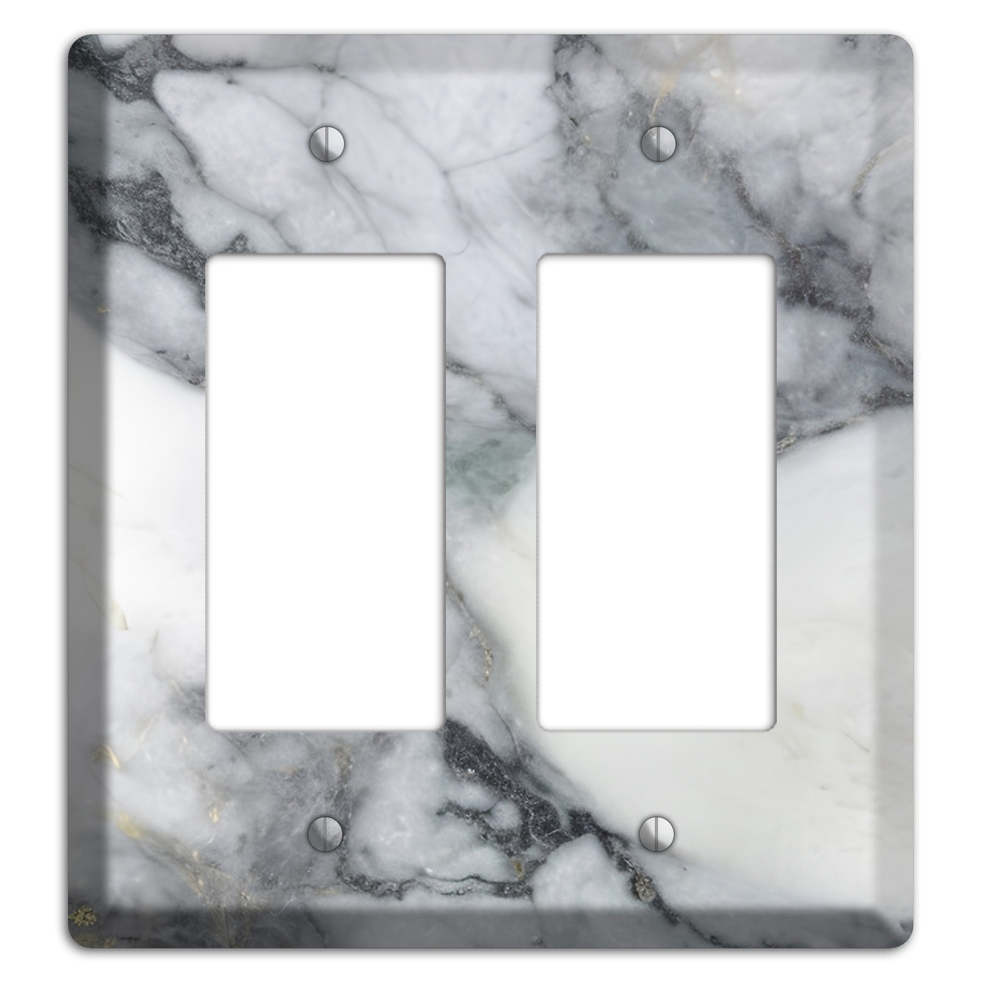 White and Grey Marble 2 Rocker Wallplate