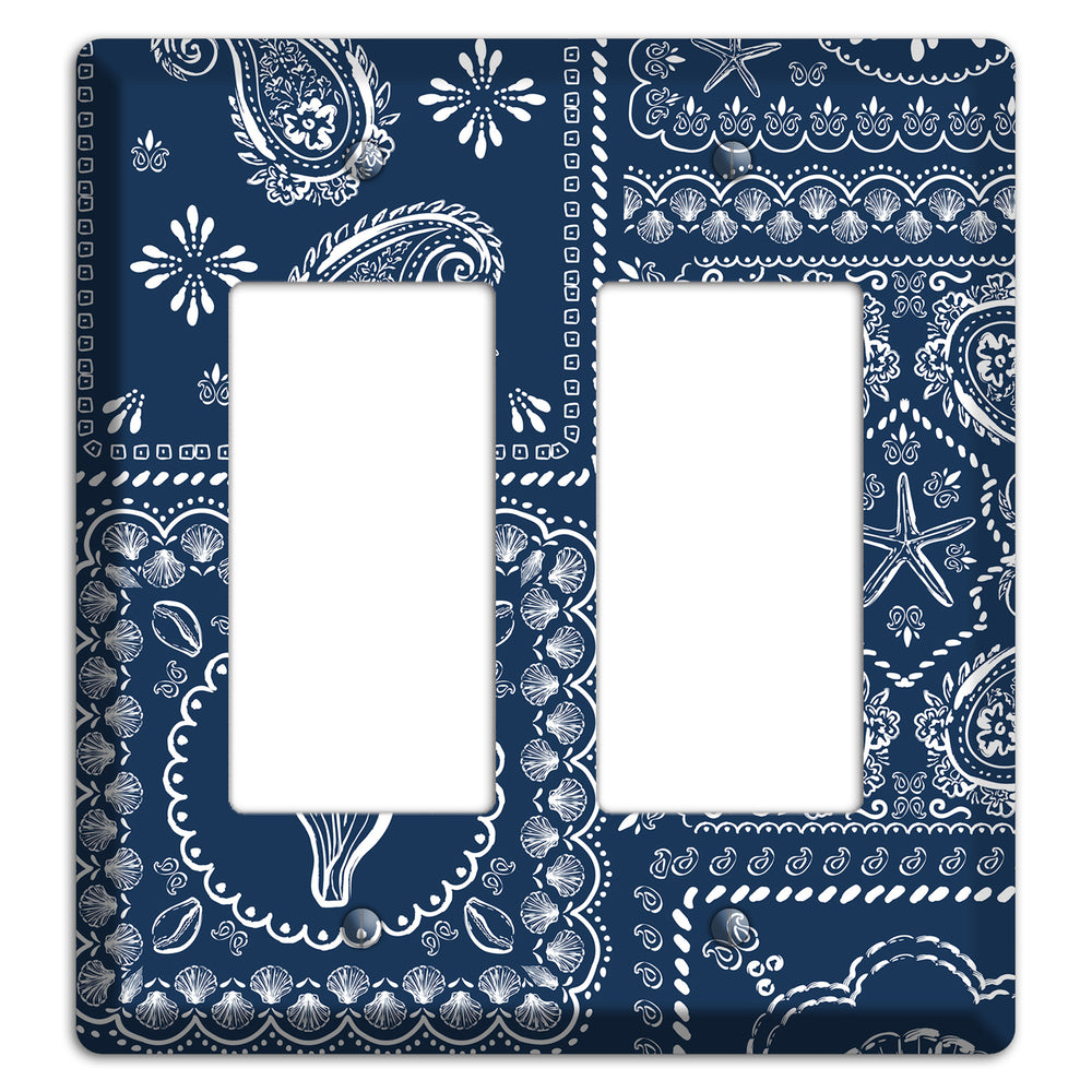 Navy Paisley Patchwork 2 Rocker Wallplate