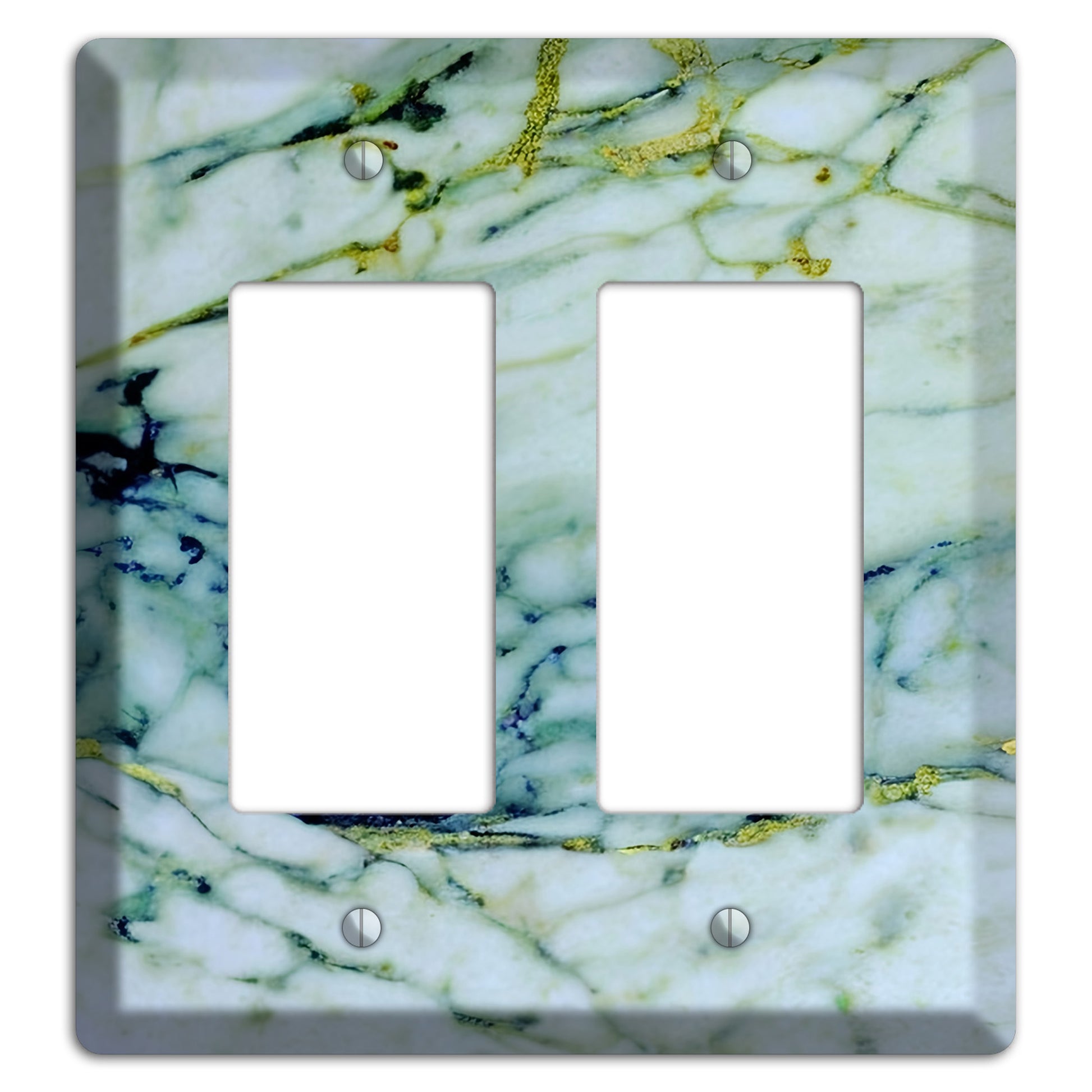 White, Green and Blue Marble 2 Rocker Wallplate