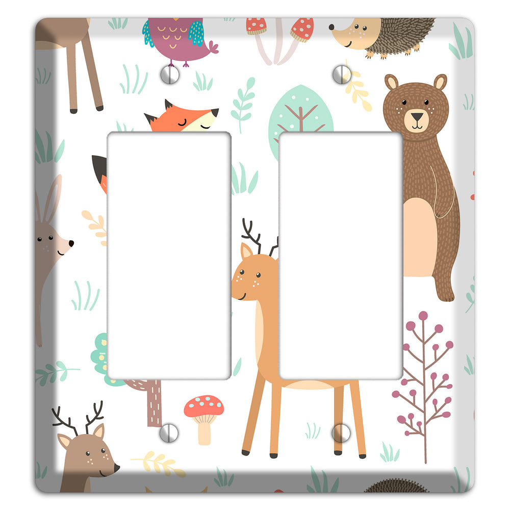 Woodland Friends (White) 2 Rocker Wallplate