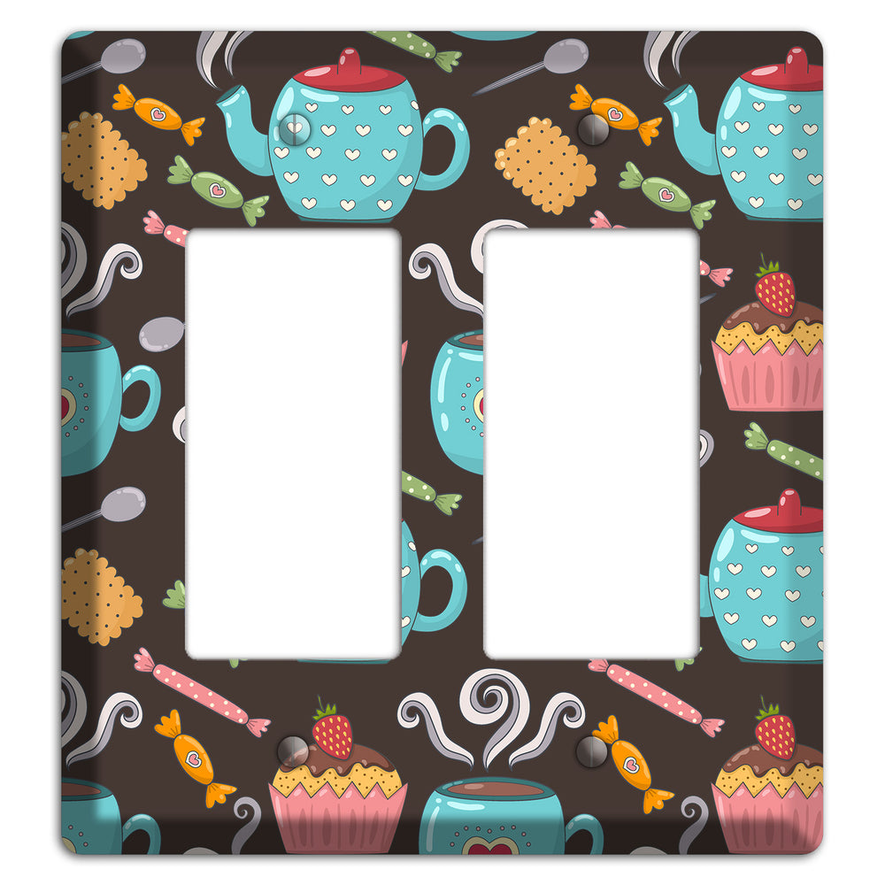 Sweet Tea Party (Brown) 2 Rocker Wallplate