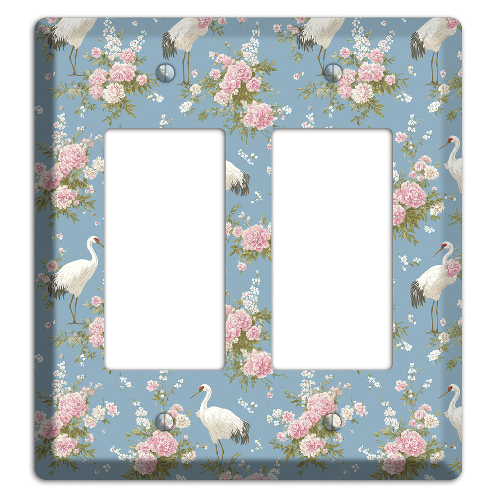 Dusty Blue Peony Flight 2 Rocker Wallplate