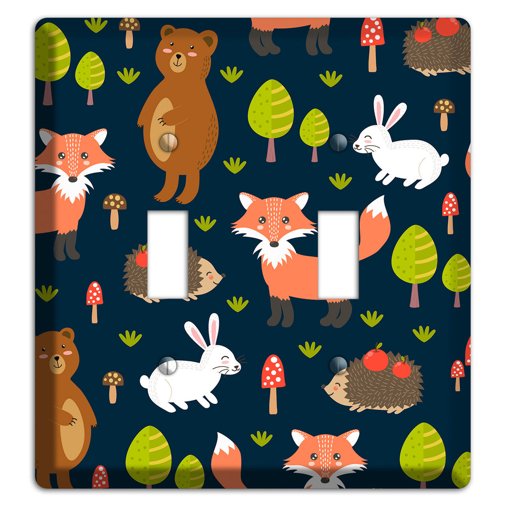 Forest Critters (Navy) 2 Toggle Wallplate