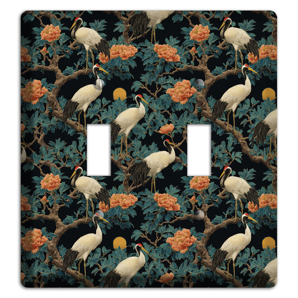 Teal Moonrise Cranes 2 Toggle Wallplate