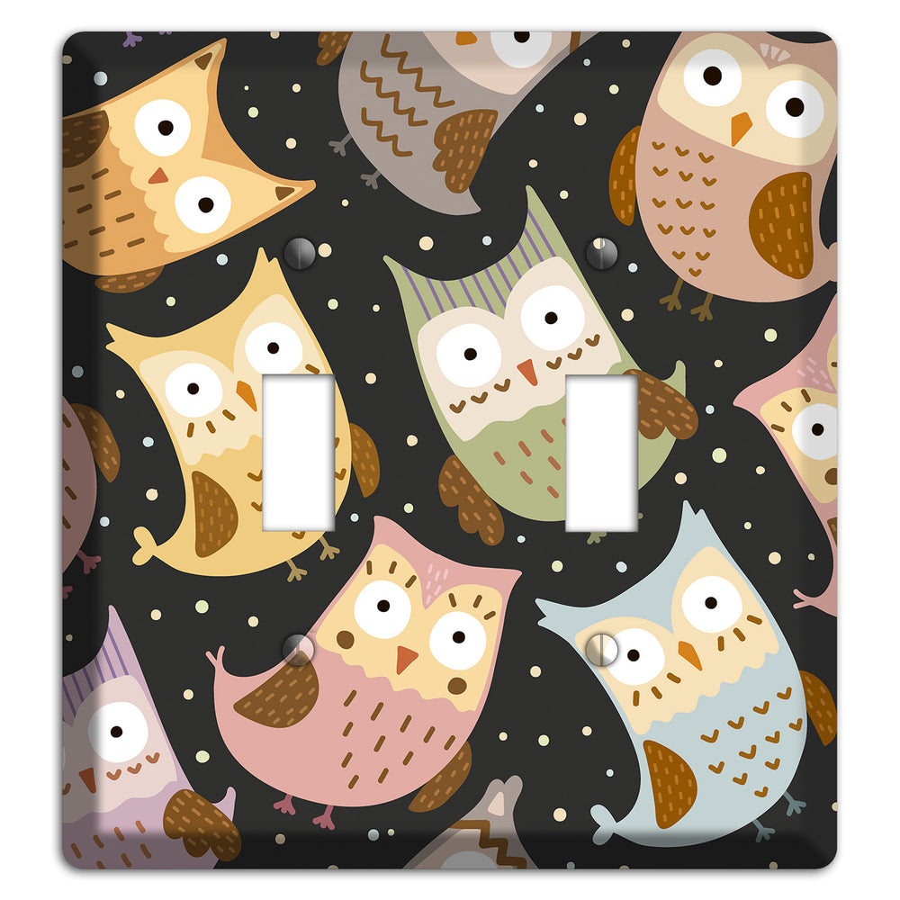 Sleepy Owls (Charcoal) 2 Toggle Wallplate