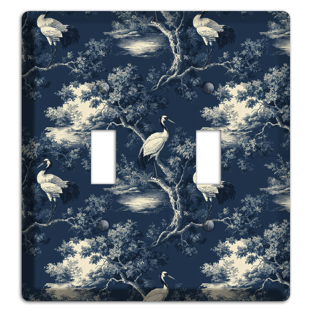 Midnight Crane Toile 2 Toggle Wallplate