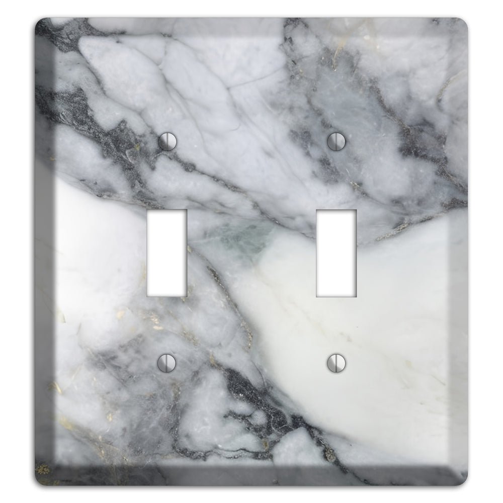 White and Grey Marble 2 Toggle Wallplate