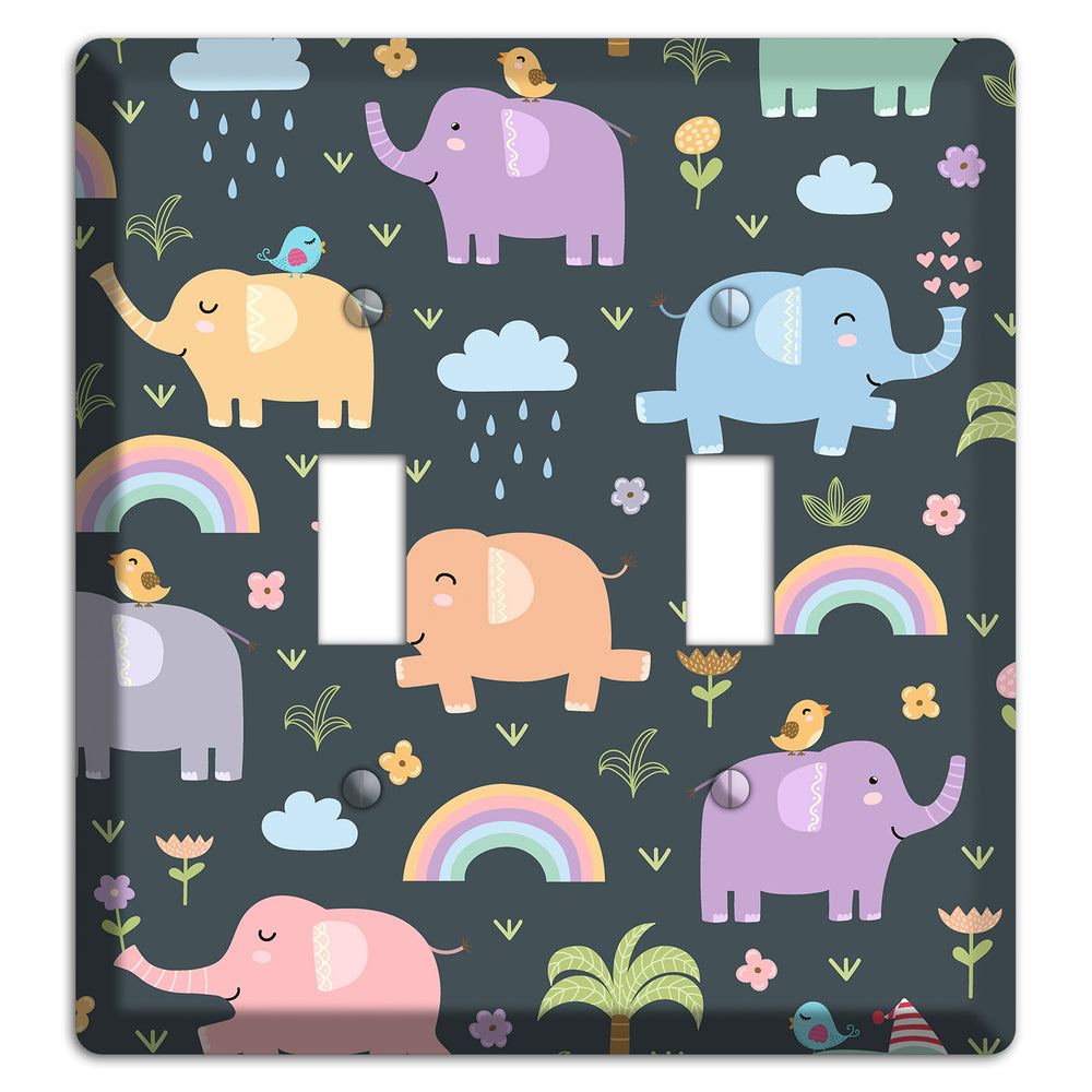 Elephant Parade (Charcoal) 2 Toggle Wallplate