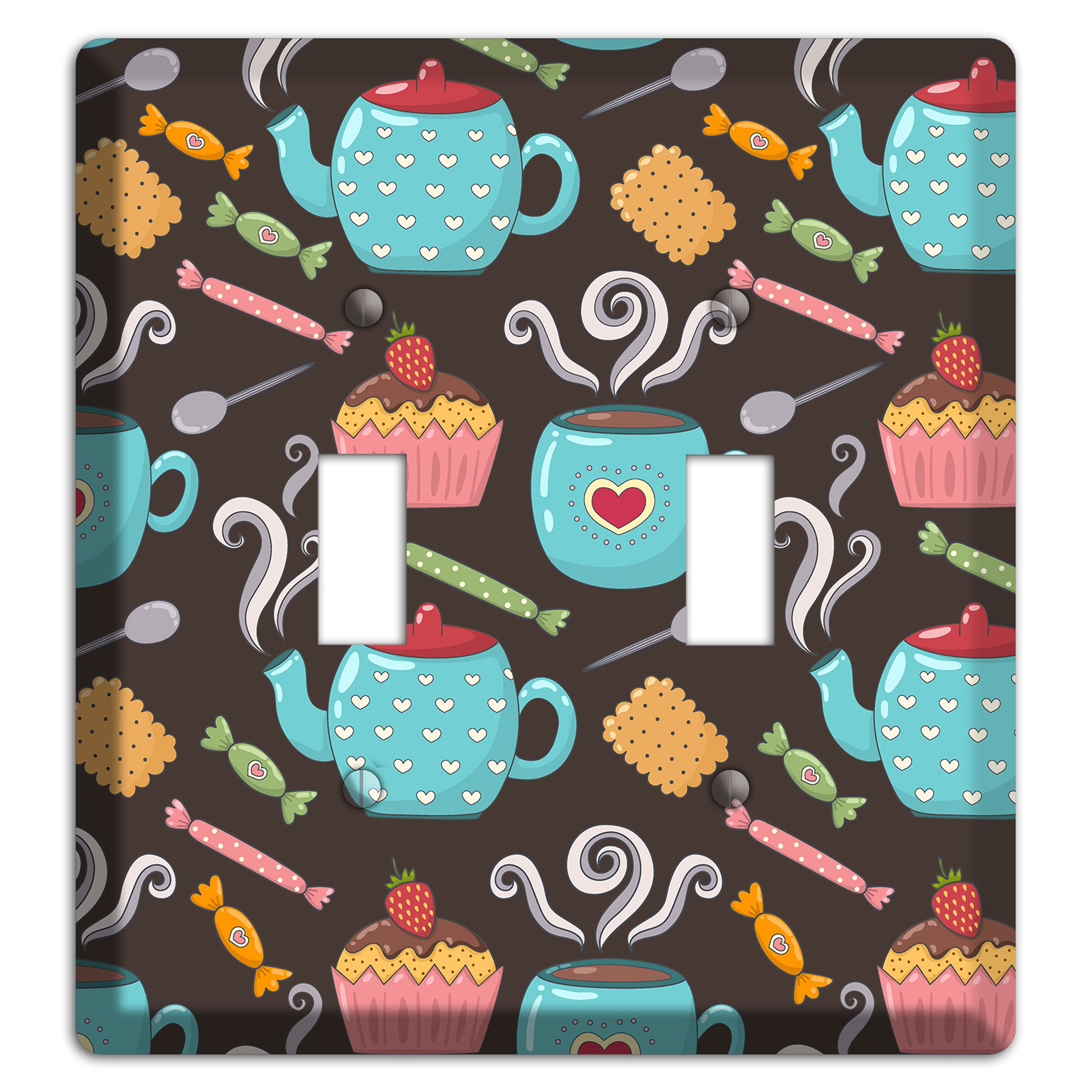 Sweet Tea Party (Brown) 2 Toggle Wallplate