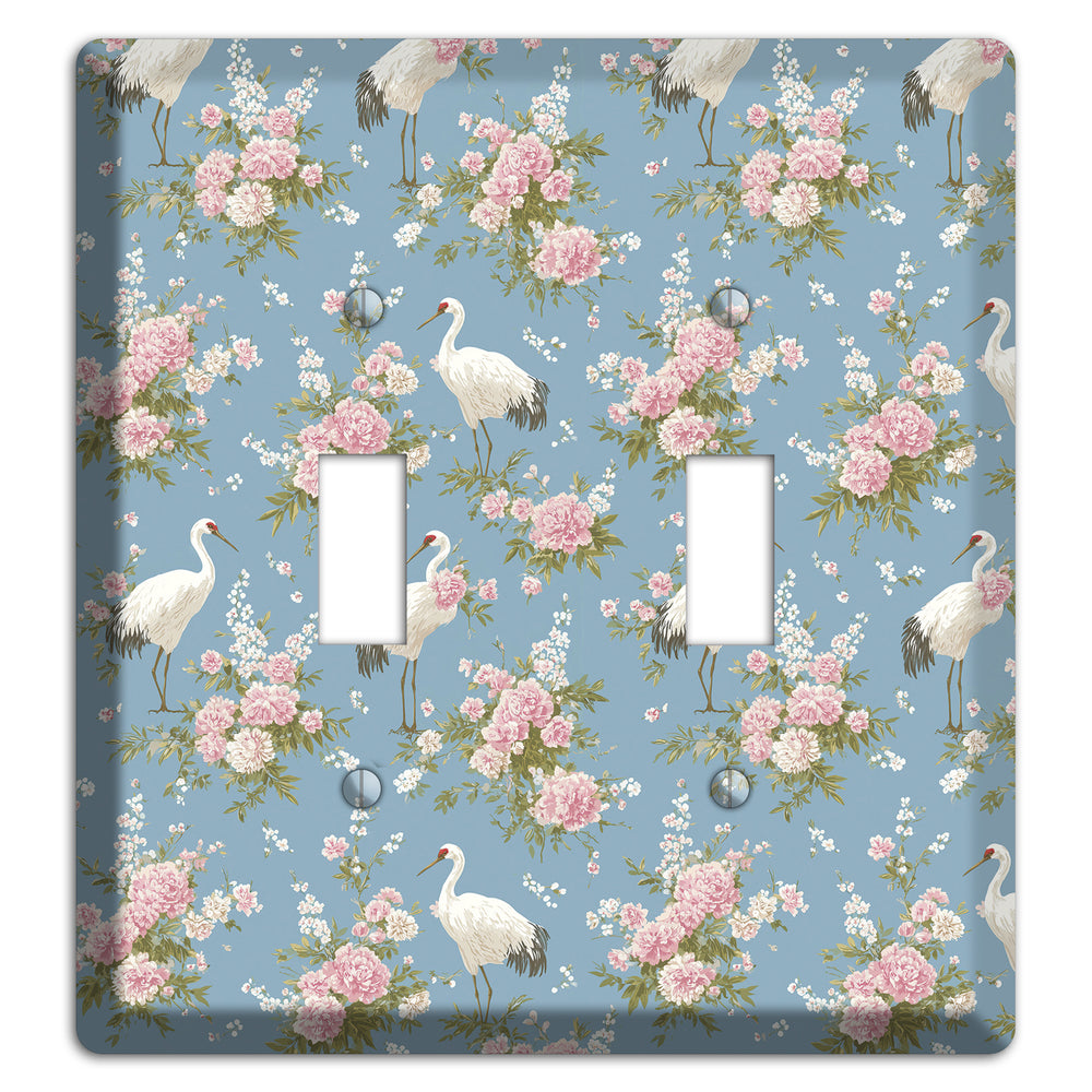 Dusty Blue Peony Flight 2 Toggle Wallplate