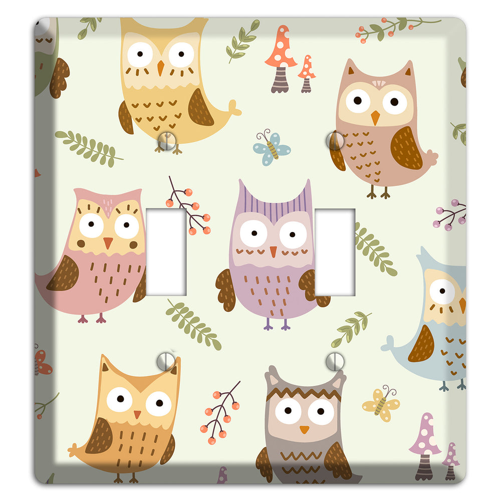 Sleepy Owls (Cream) 2 Toggle Wallplate