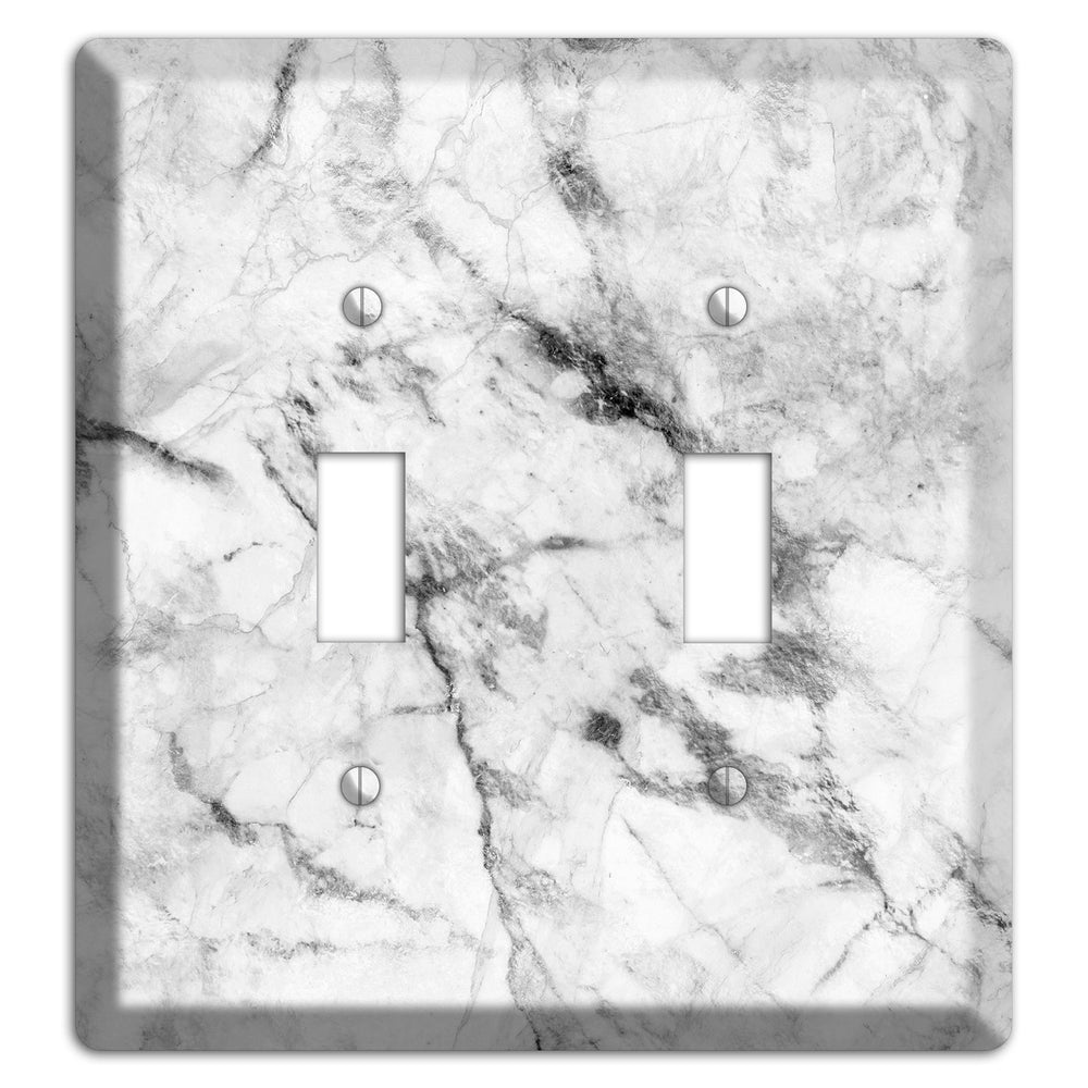 White and Gray Marble 2 Toggle Wallplate