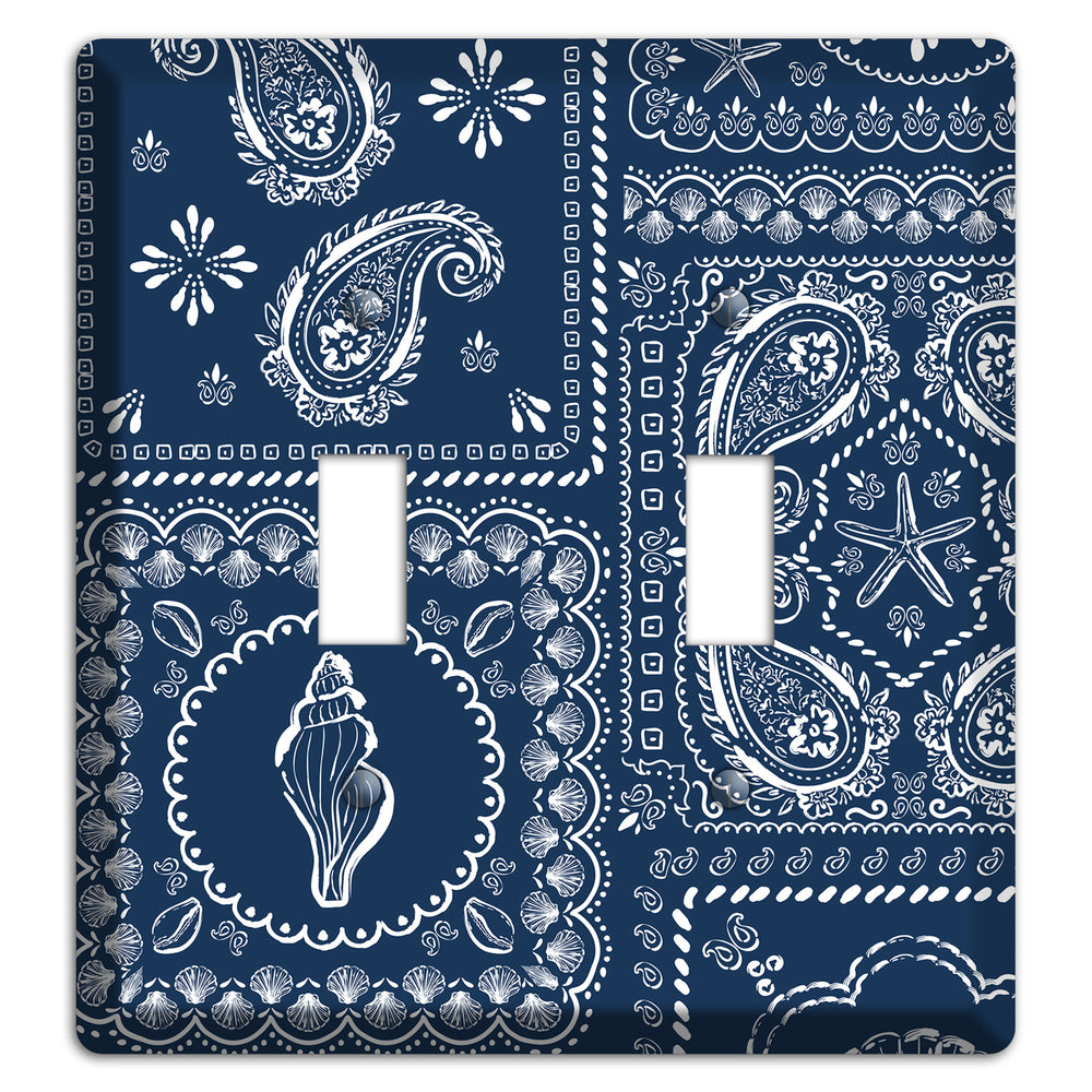 Navy Paisley Patchwork 2 Toggle Wallplate