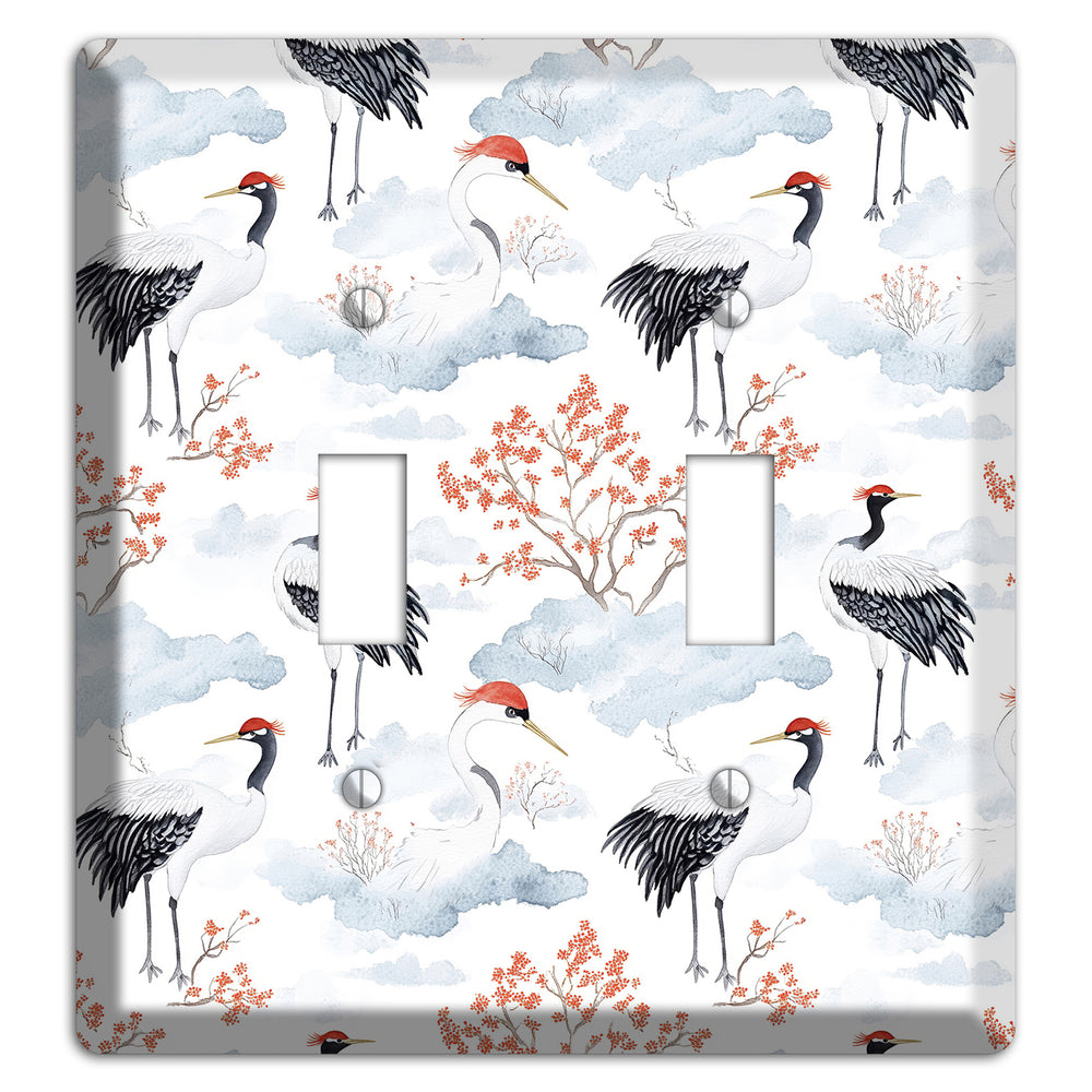 Crimson Crown Cranes 2 Toggle Wallplate