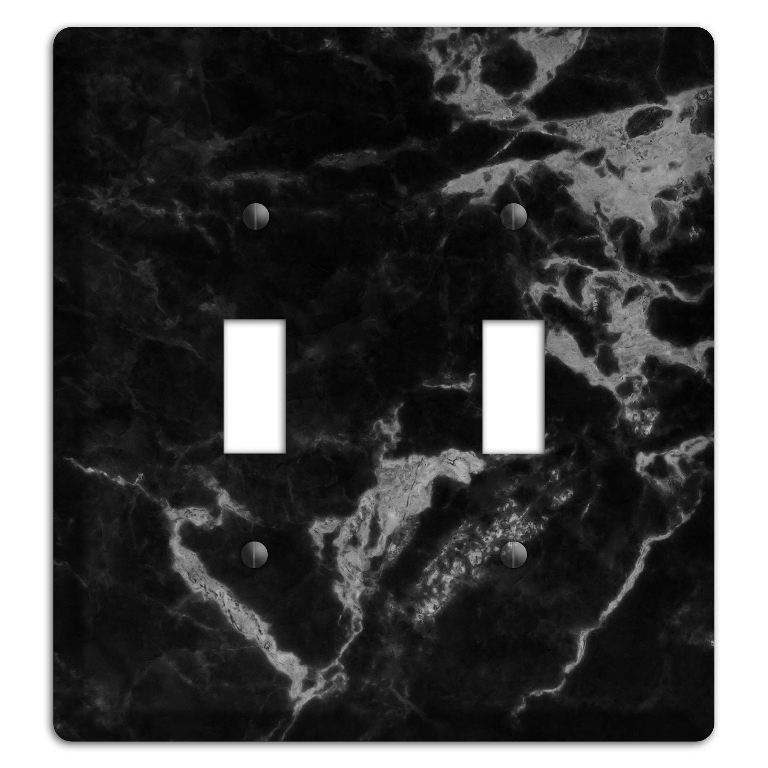 Black and Silver Marble 2 Toggle Wallplate