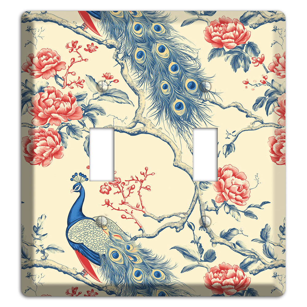 Peacock & Peony 2 Toggle Wallplate