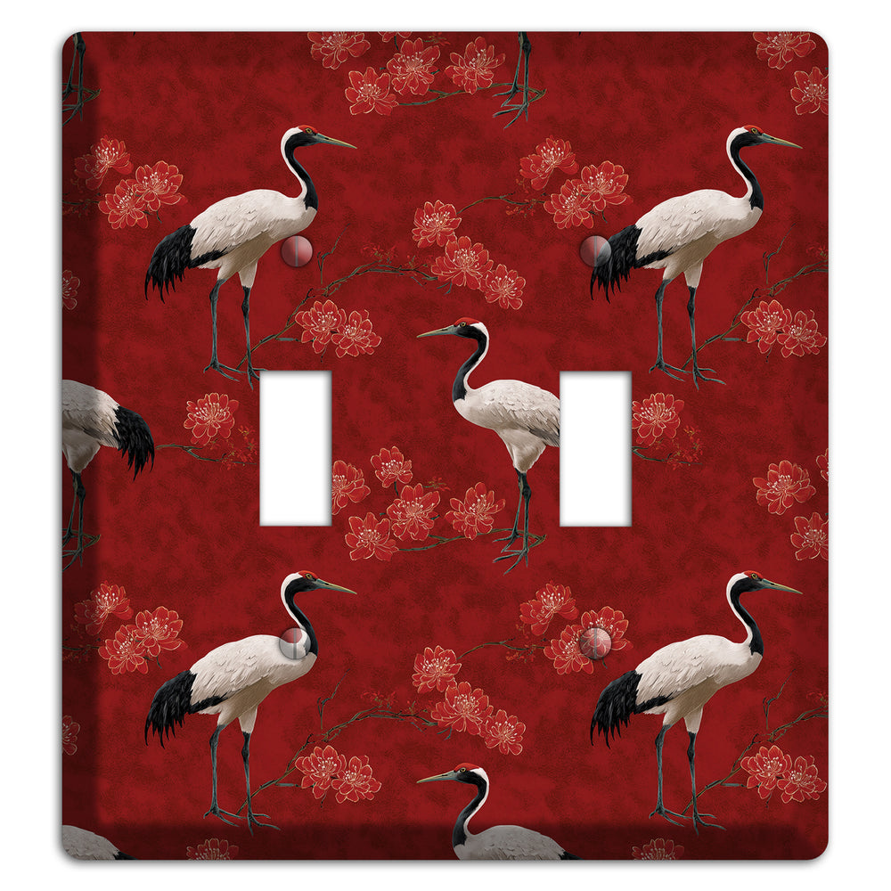 Vermillion Crane Bloom 2 Toggle Wallplate