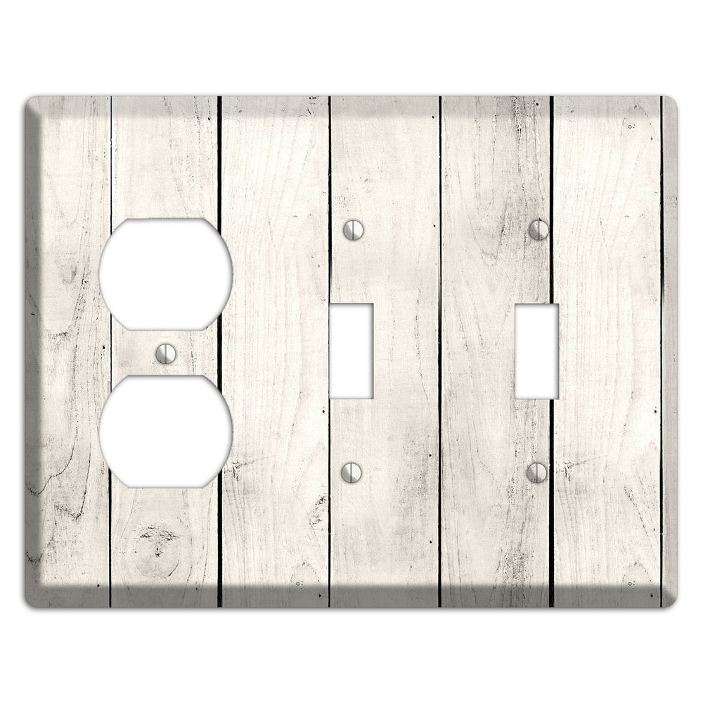 Whitewashed Planks Duplex / 2 Toggle Wallplate