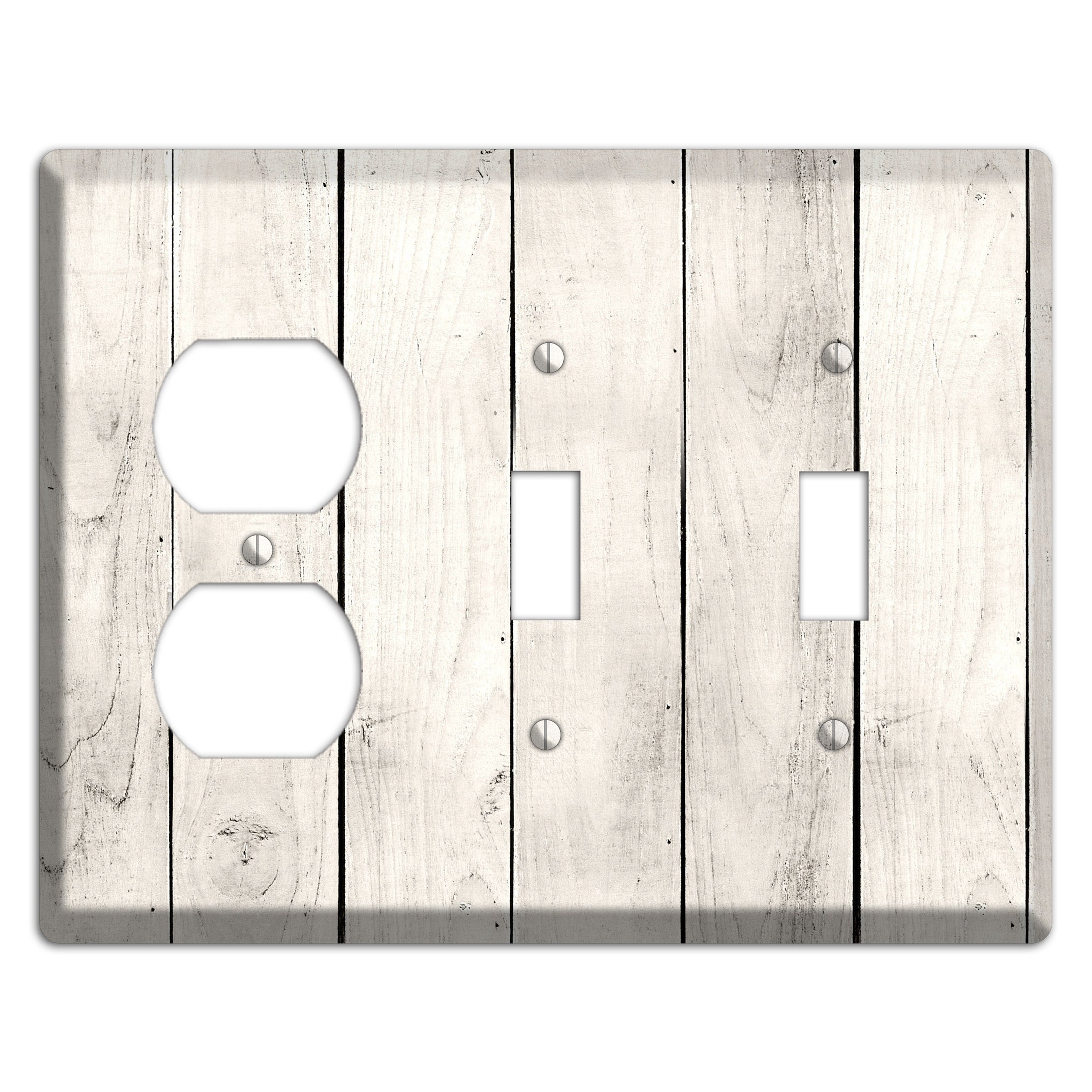 Whitewashed Planks Duplex / 2 Toggle Wallplate