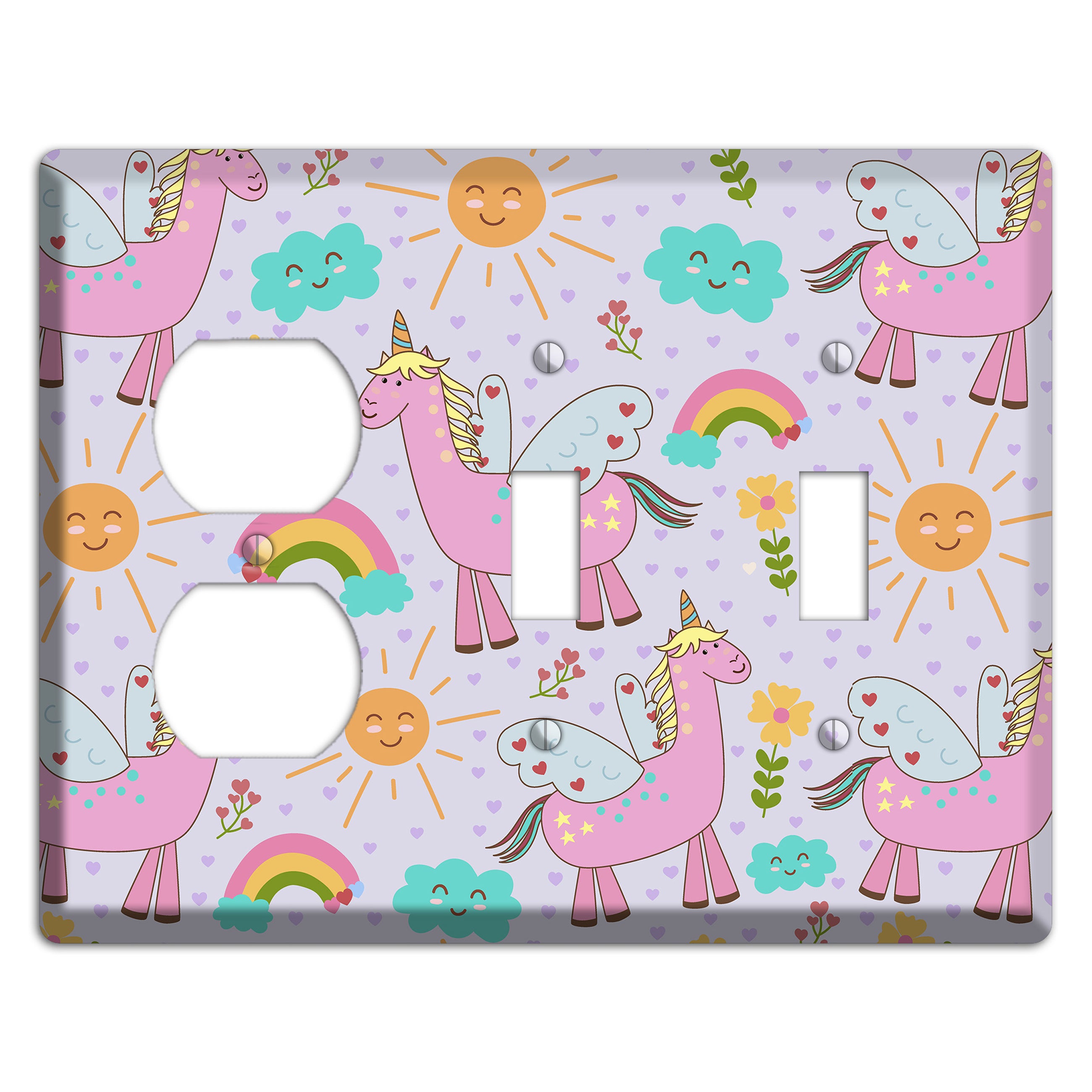 Magic Meadow (Lavender) Duplex / 2 Toggle Wallplate