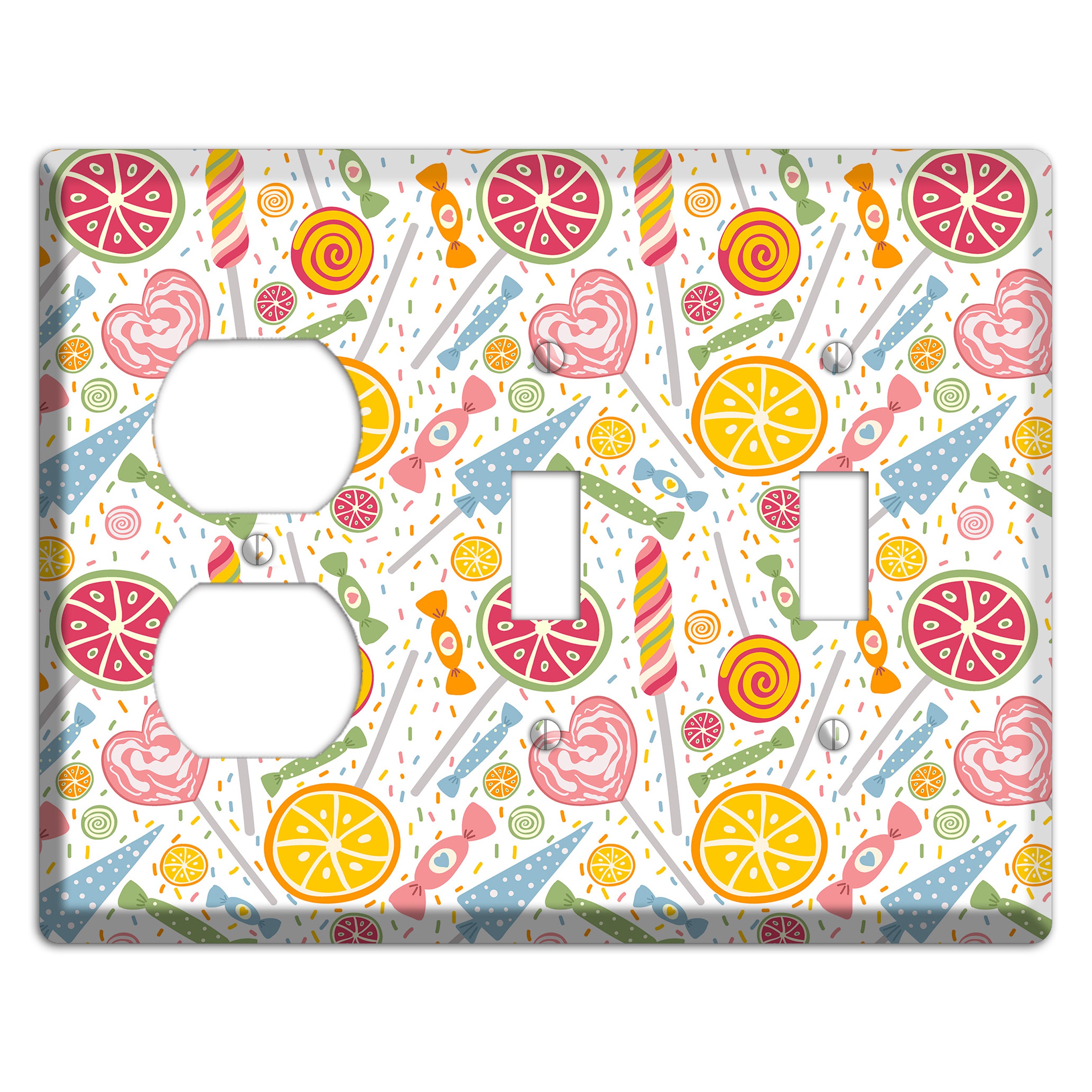 Candy Carnival (White) Duplex / 2 Toggle Wallplate