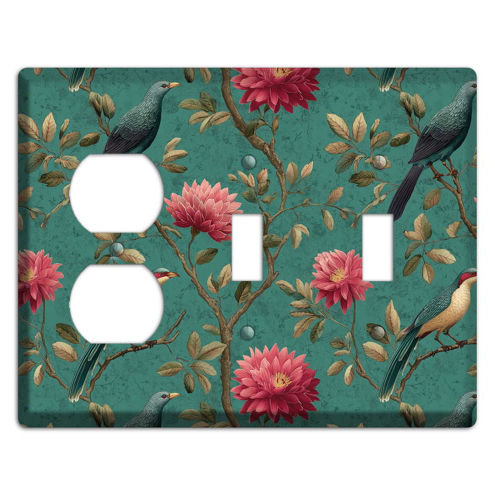 Crimson Perch Duplex / 2 Toggle Wallplate
