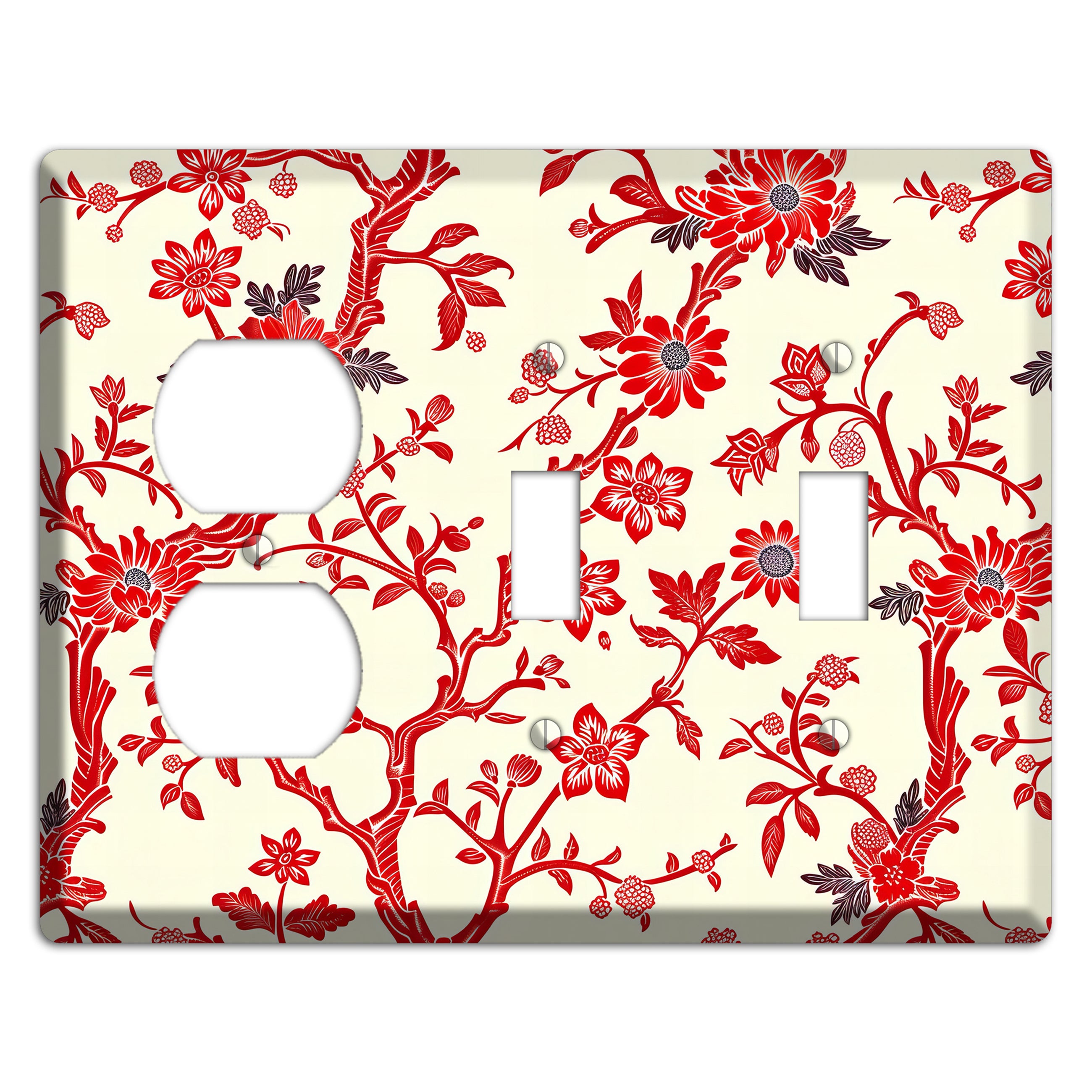 Crimson Branch & Bloom Duplex / 2 Toggle Wallplate