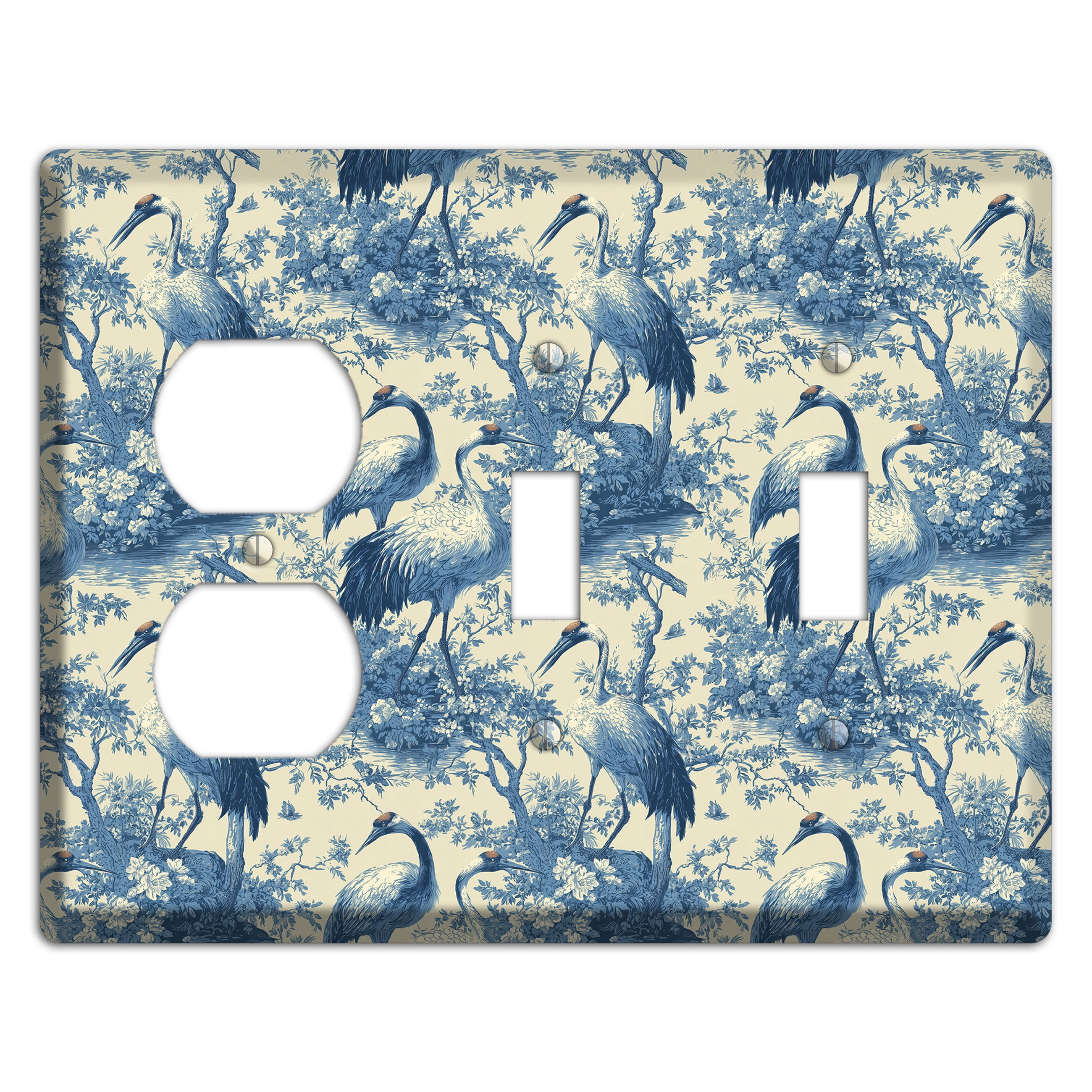 Cobalt Toile Vigil Duplex / 2 Toggle Wallplate