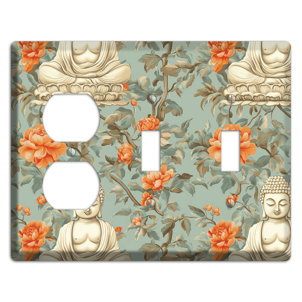 Lotus & Peony Duplex / 2 Toggle Wallplate