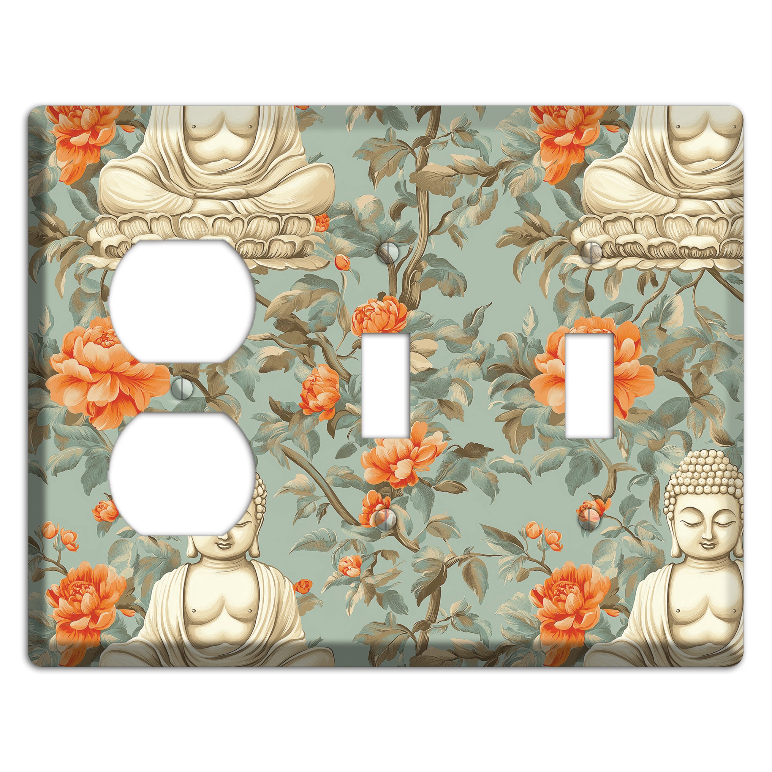 Lotus & Peony Duplex / 2 Toggle Wallplate
