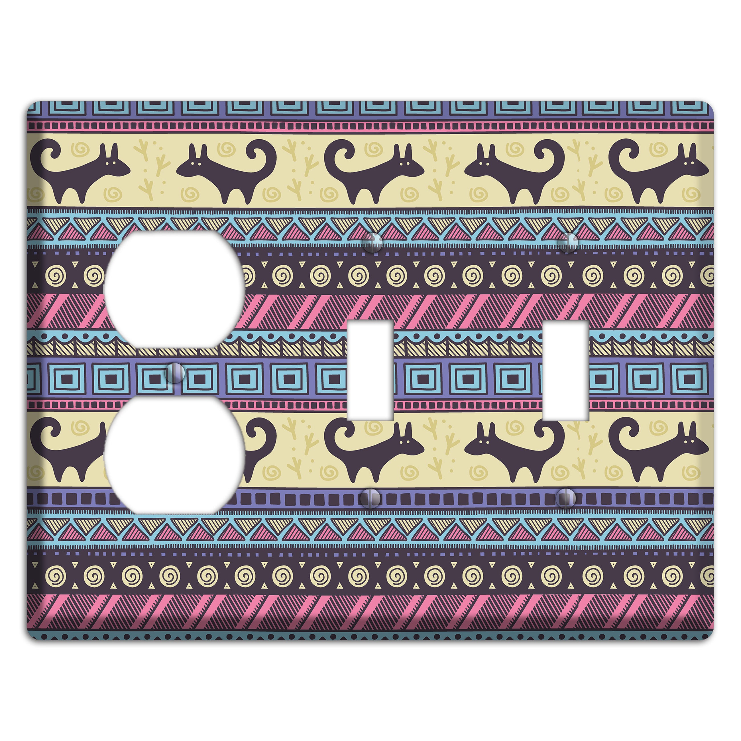 Folk Fox Stripes Duplex / 2 Toggle Wallplate