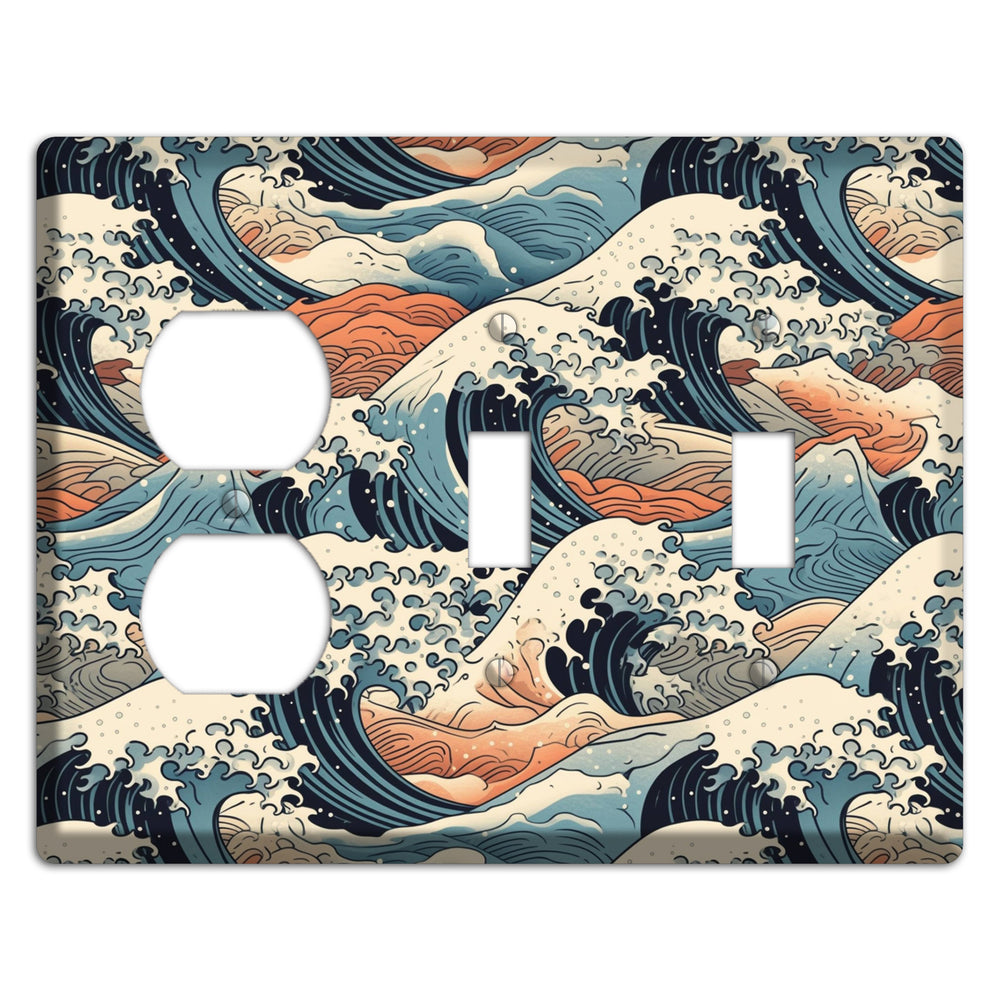 Crashing Tide Scroll Duplex / 2 Toggle Wallplate