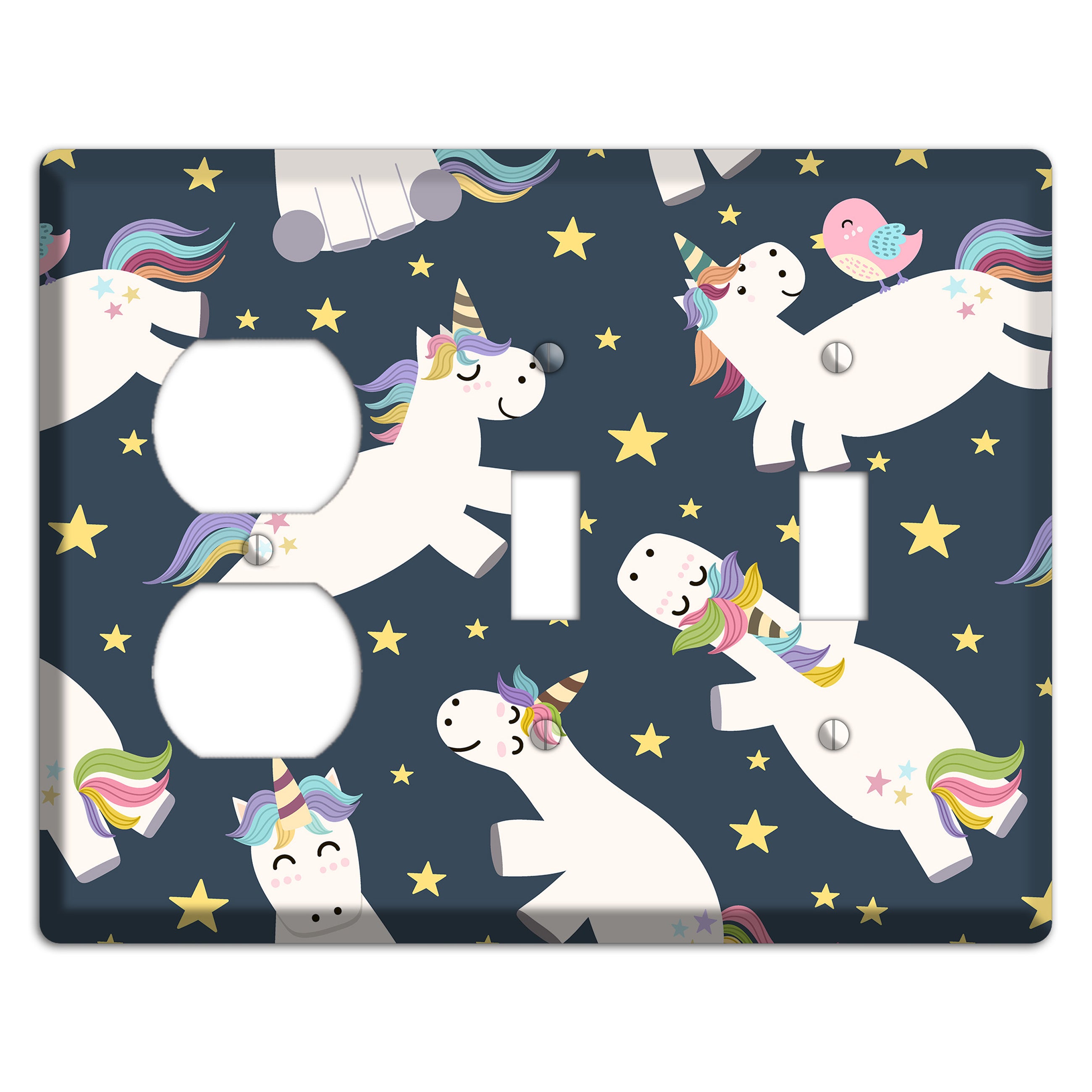 Dreamy Night Unicorns Duplex / 2 Toggle Wallplate