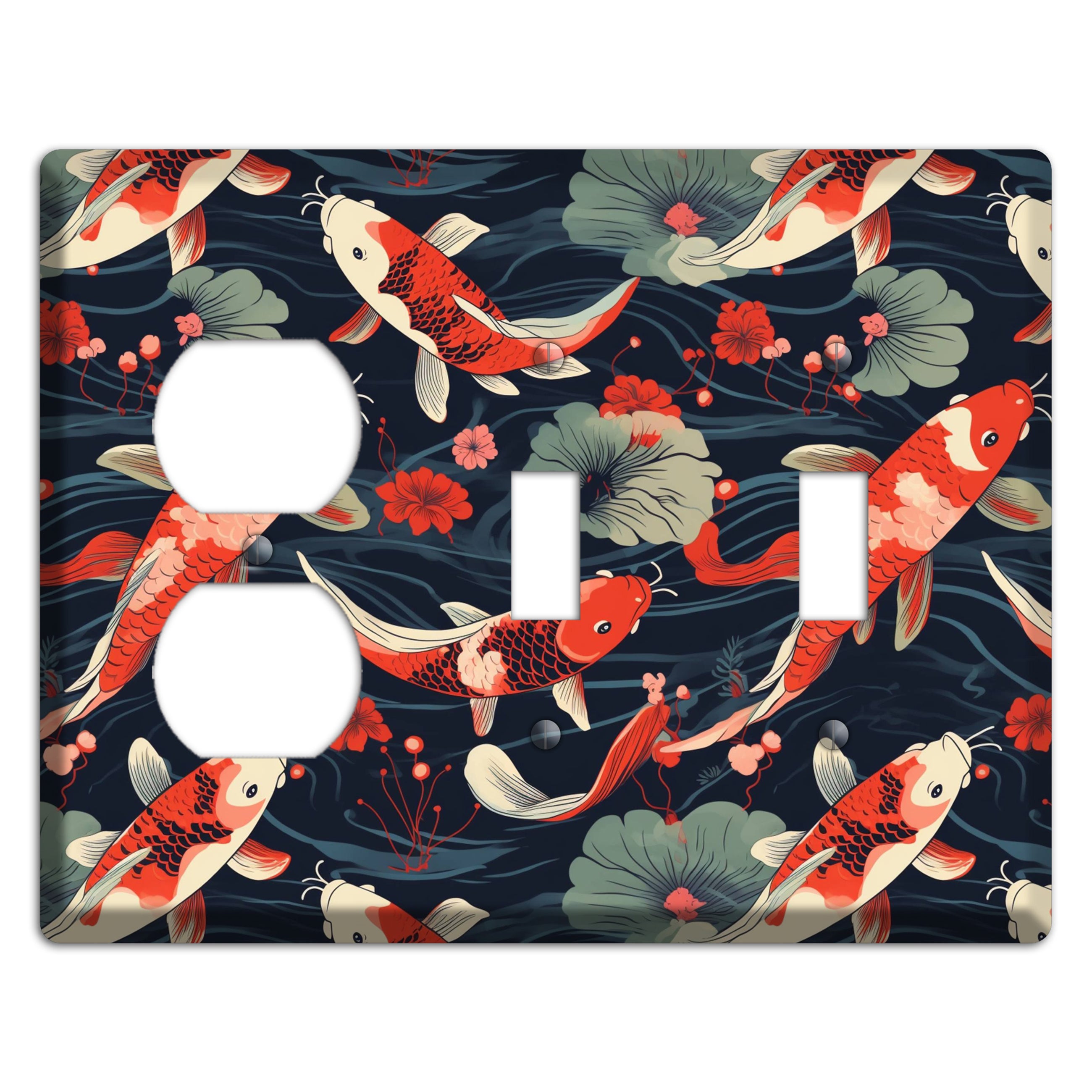 Koi Drift Dance Duplex / 2 Toggle Wallplate
