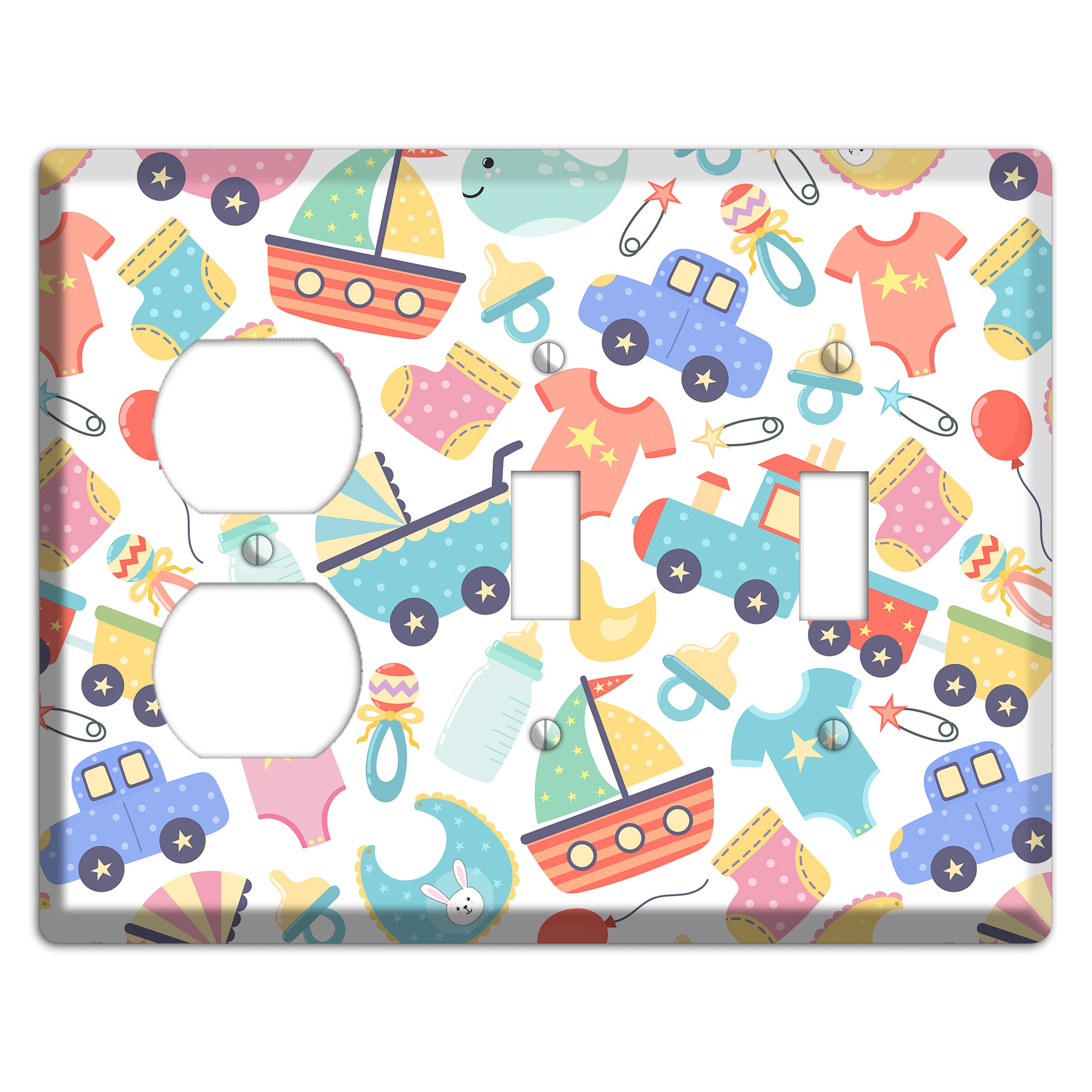Baby Parade (White) Duplex / 2 Toggle Wallplate
