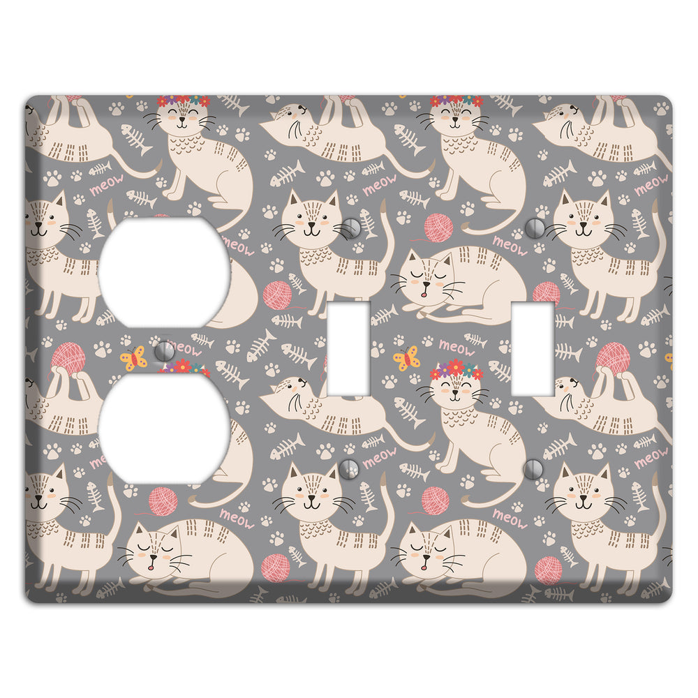 Meow Mix (Gray) Duplex / 2 Toggle Wallplate