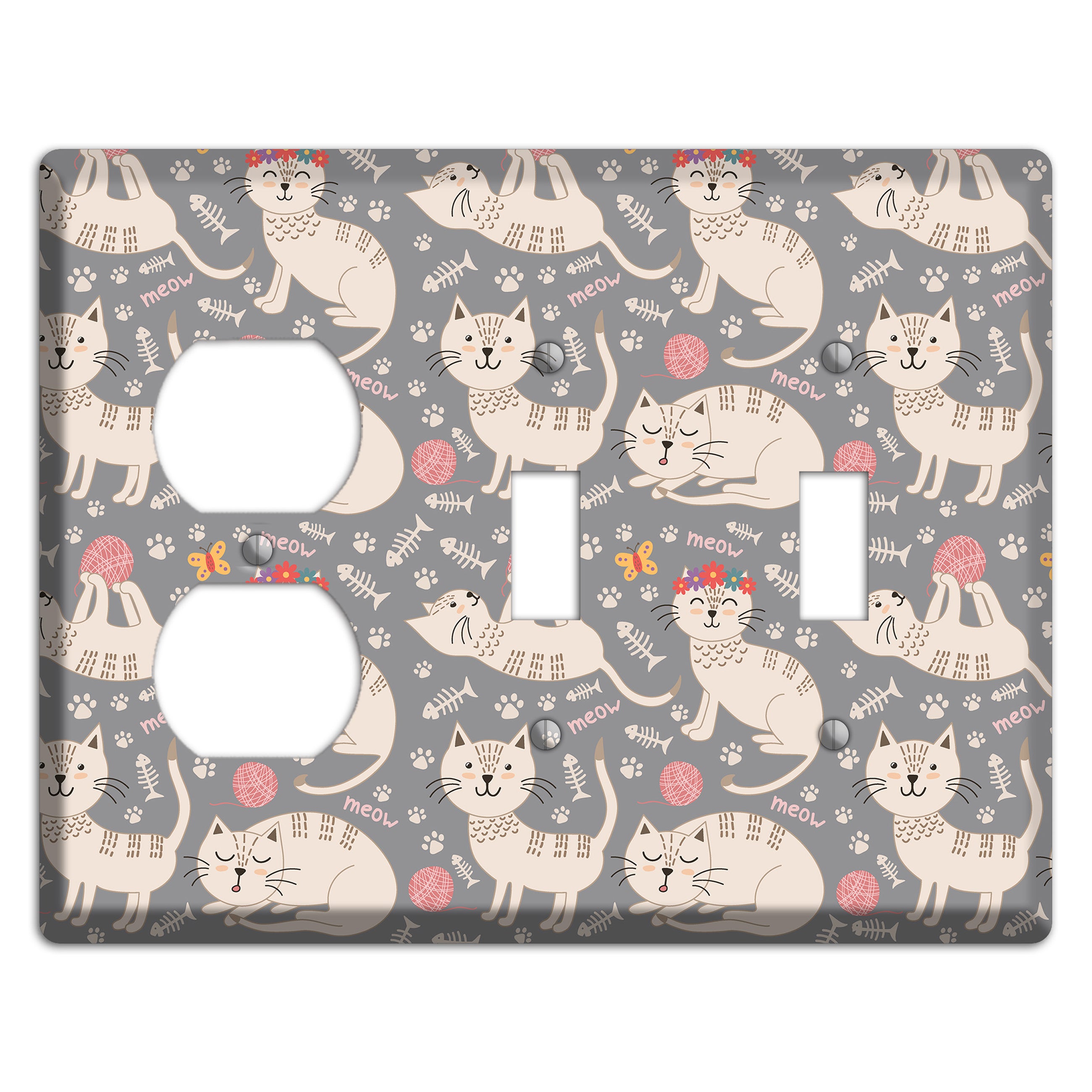 Meow Mix (Gray) Duplex / 2 Toggle Wallplate