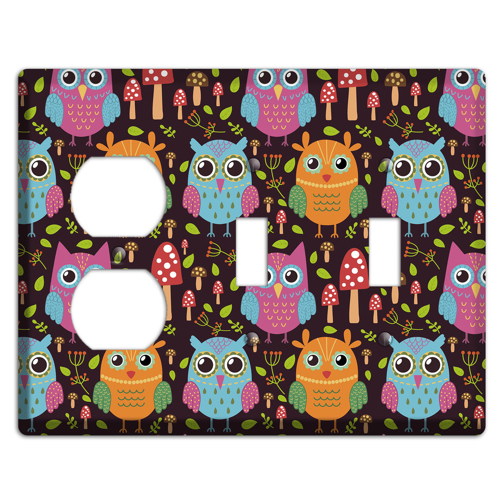 Bright Forest Owls Duplex / 2 Toggle Wallplate