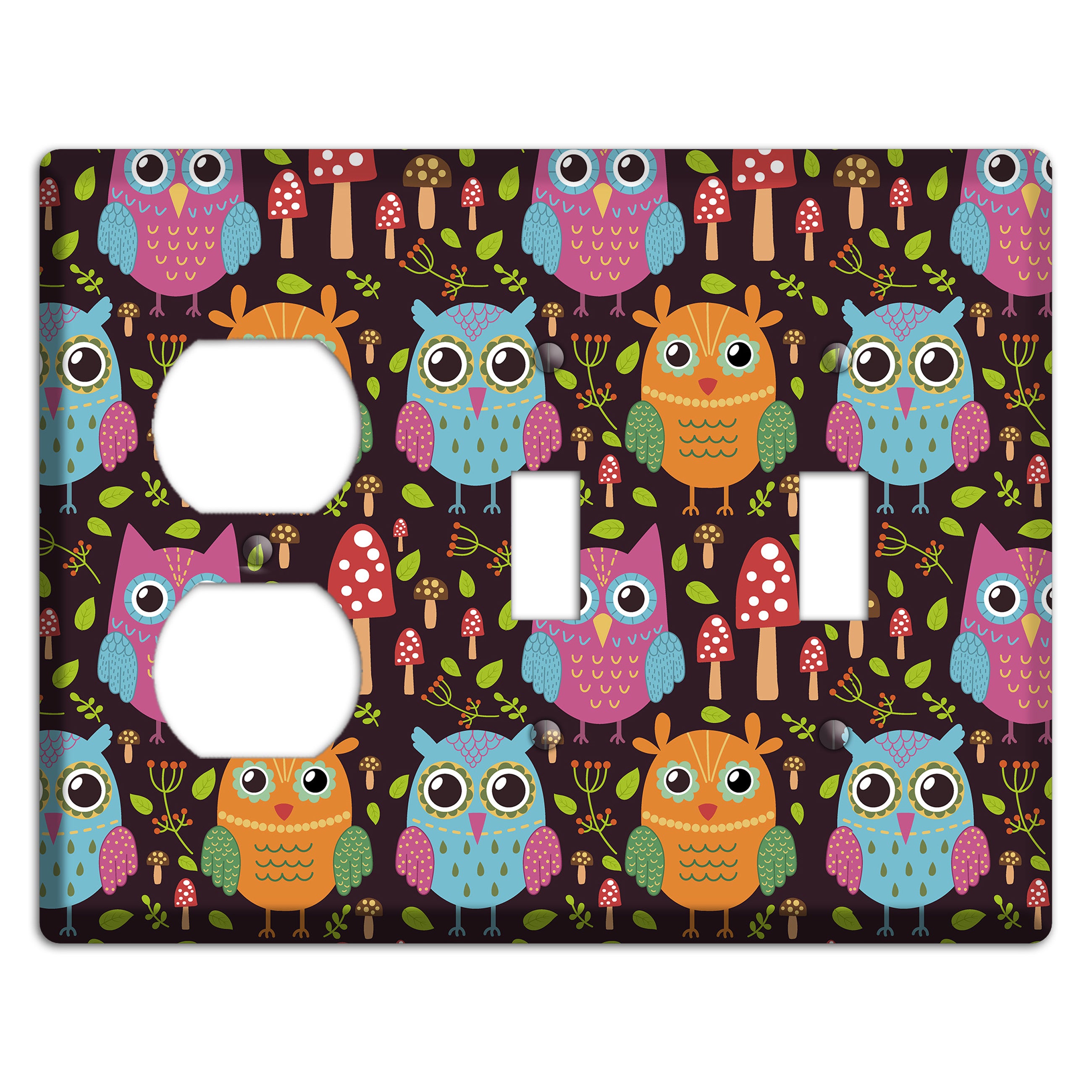 Bright Forest Owls Duplex / 2 Toggle Wallplate