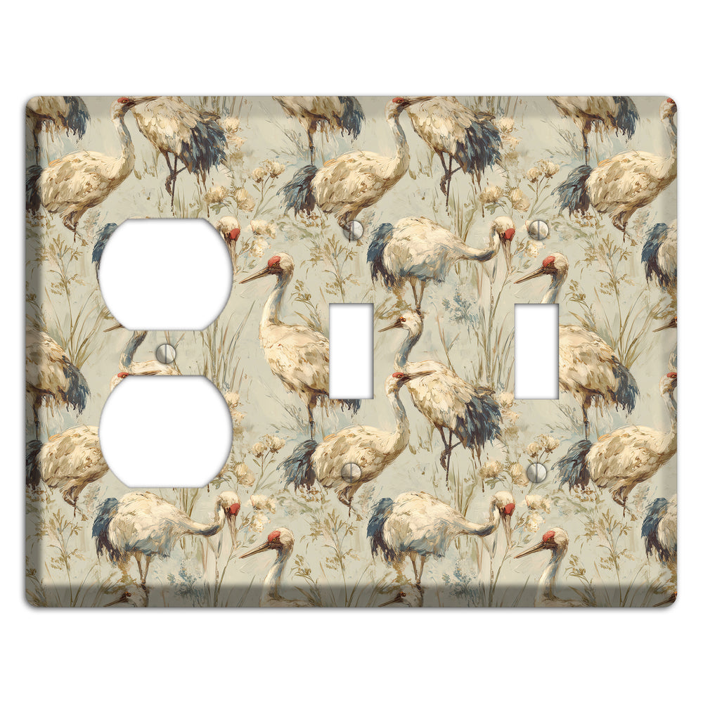 Driftwood Crane Marsh Duplex / 2 Toggle Wallplate